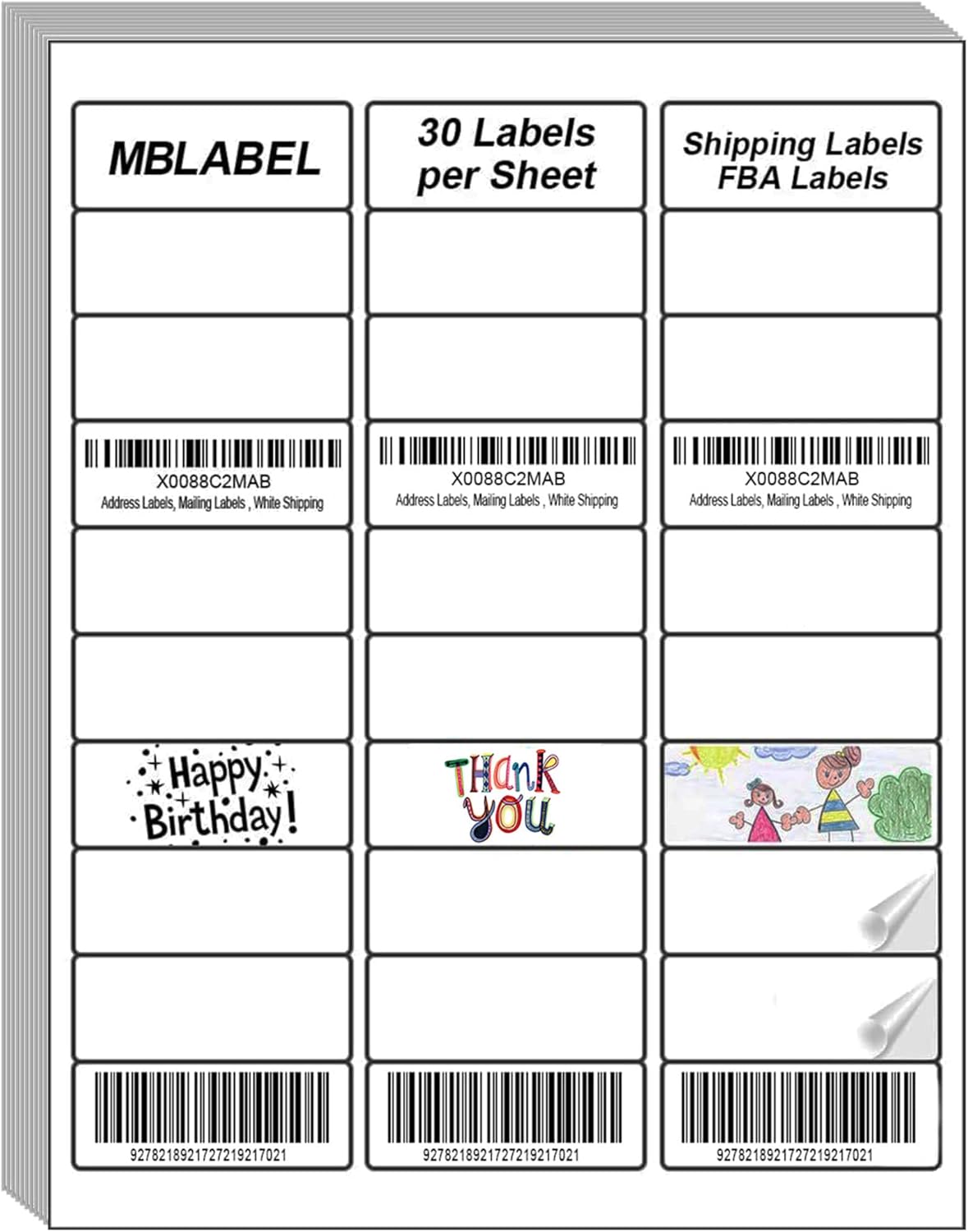 200 Sheets 6000 Lables Shipping Return Address Labels for Laser & Inkjet Printers, 1" x2-5/8 White Shipping Labels, 30 Up Labels Printable Mailing Address Label