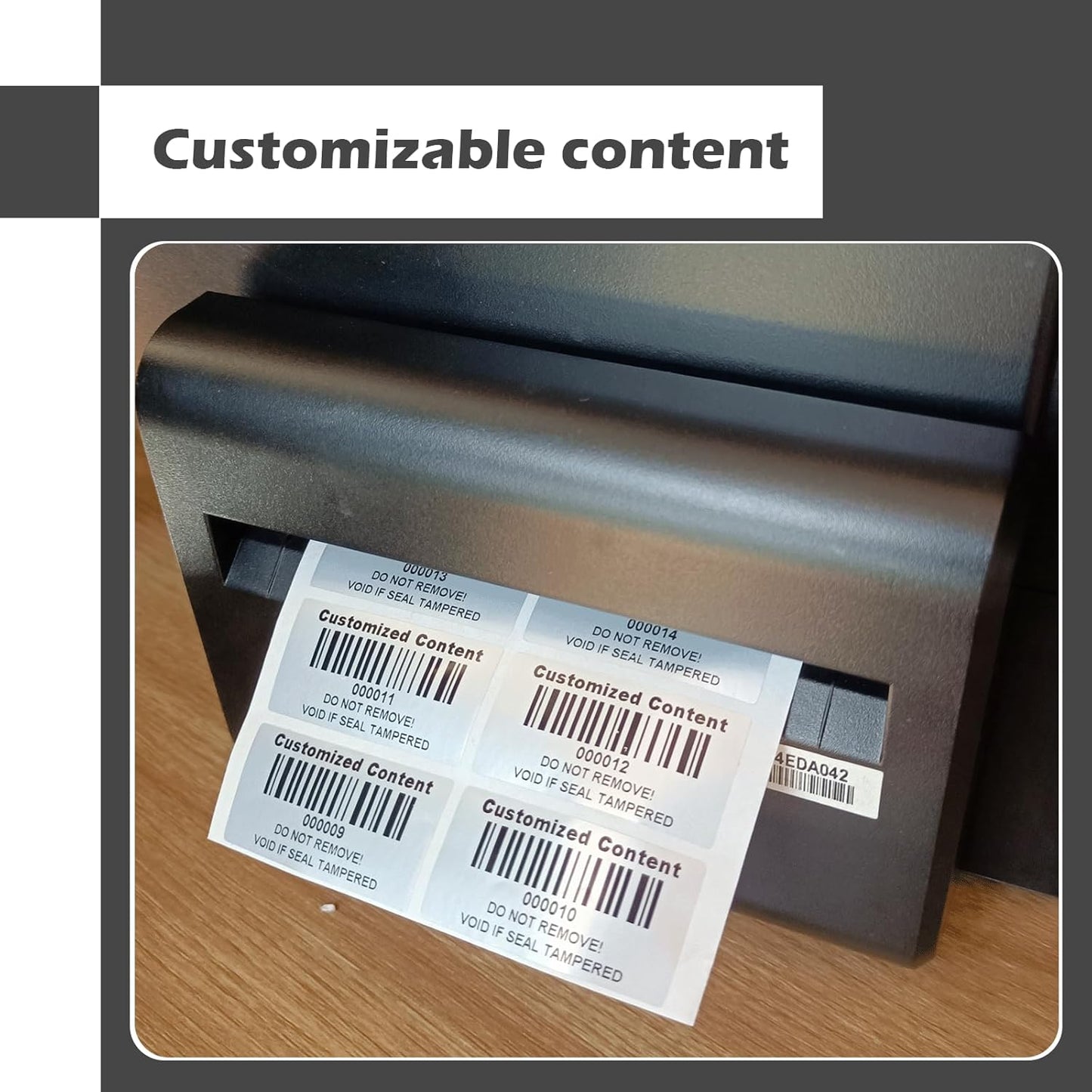 Customized High Security Label Stickers Custom Tamper Proof Stickers Tamper Evident Warranty Void Seal/Labels (Matte Silver,1.6x0.8inch)