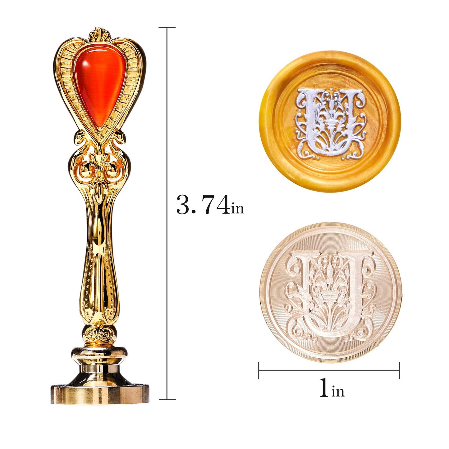 Letter U Sealing Wax Stamp, U Alphabet Wax Seal Stamp for Sealing Wax, Lucky Goddness Alphabet Brass Wax Stamp