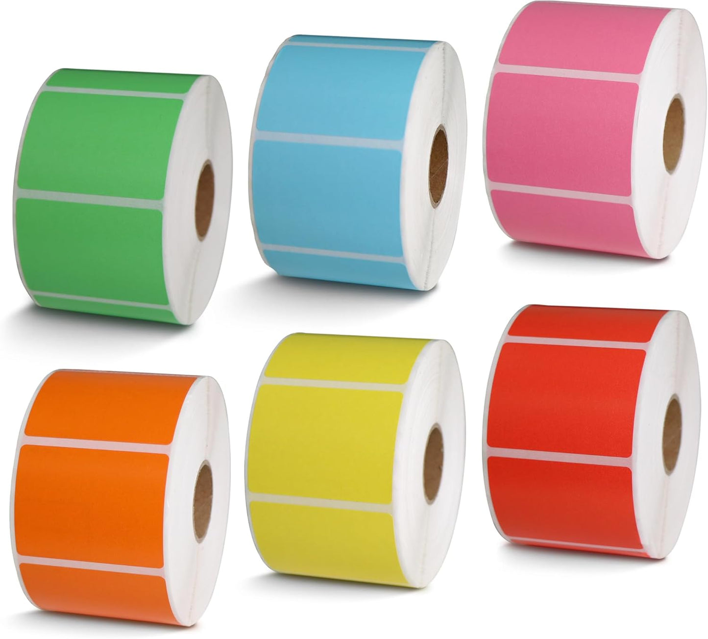 BETCKEY - 2" x 1.5" UPC Barcode & Address Labels Replacement for Zebra & Label Printer,Premium Adhesive & Perforated[Mixed: Light Blue + Red + Green + Pink + Orange + Yellow, 6 Rolls, 6000 Labels]