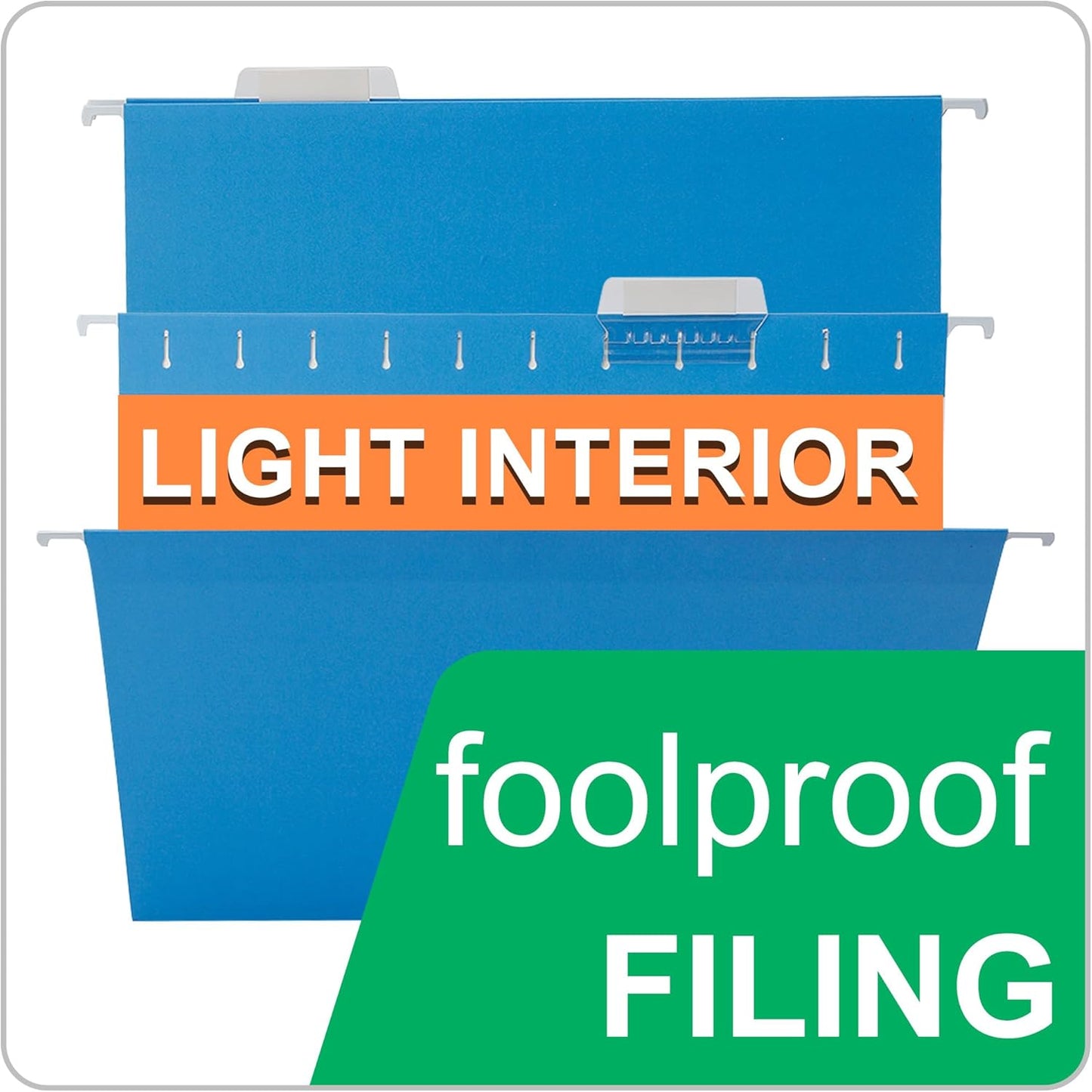 25 Packs Hanging File Folders,Blue Letter Size File Folder,Designed for Bulky Files,Filing Cabinet,1/5 Adjustable Cut Tabs for Office,School,Home