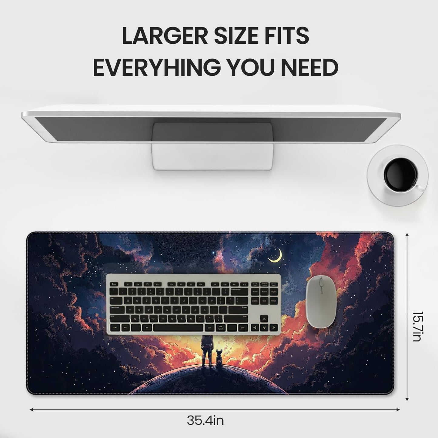35.4 x 15.7 inches, Large Desktop Mouse pad, Keyboard and Mouse Pads for Work and Home Computers, and Large Laptop Mouse mat，Owner and Dog