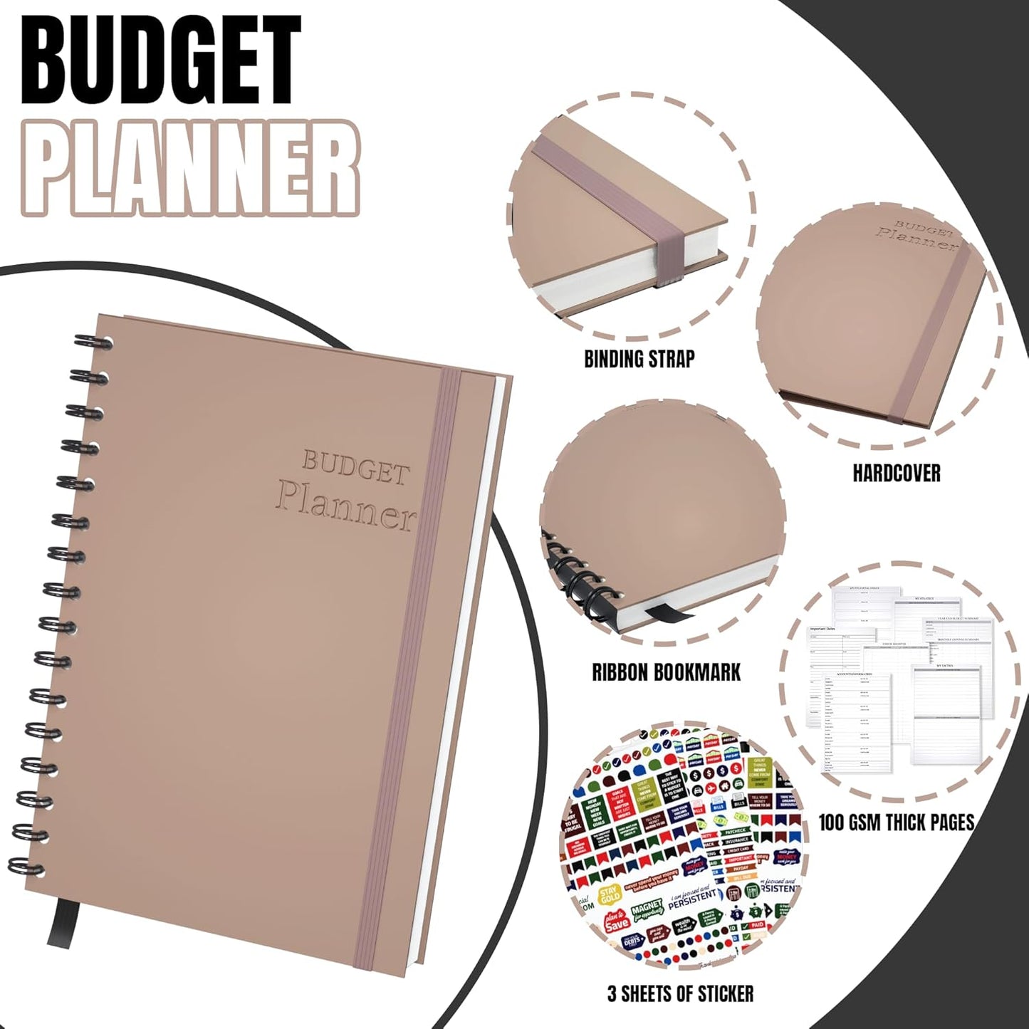 Budget Planner and Monthly Bill Organizer - Financial Planner Organizer Budget Book with Sticker Sheets - Bill Tracker Notebook | Budgeting Book with Debt, Saving and Expense Trackers - A5