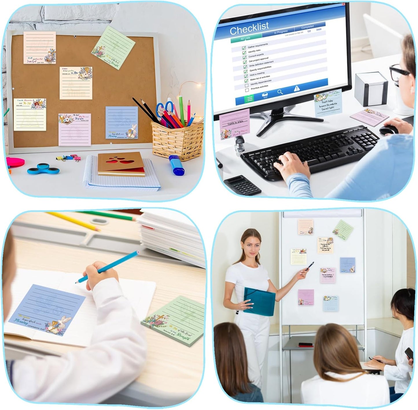 600 Sheets Bible Sticky Notes, Self Stick Christian Notepads Bible Verse Cute Positive Sticky Notes Inspirational Memo Pads Bible Verse Quotes Notepads for Reminders School Office Supplies