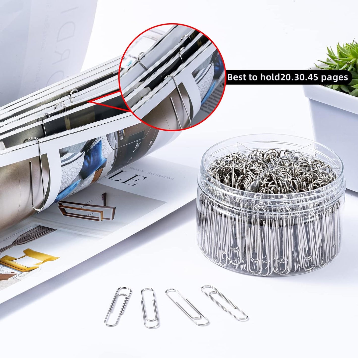 Colored Jumbo Paper Clips, 300pcs 2 Inch (50 mm) Paper Clip Paperclips Colorful Clips for Paperwork Ideal for Home, School and Office Use Colored