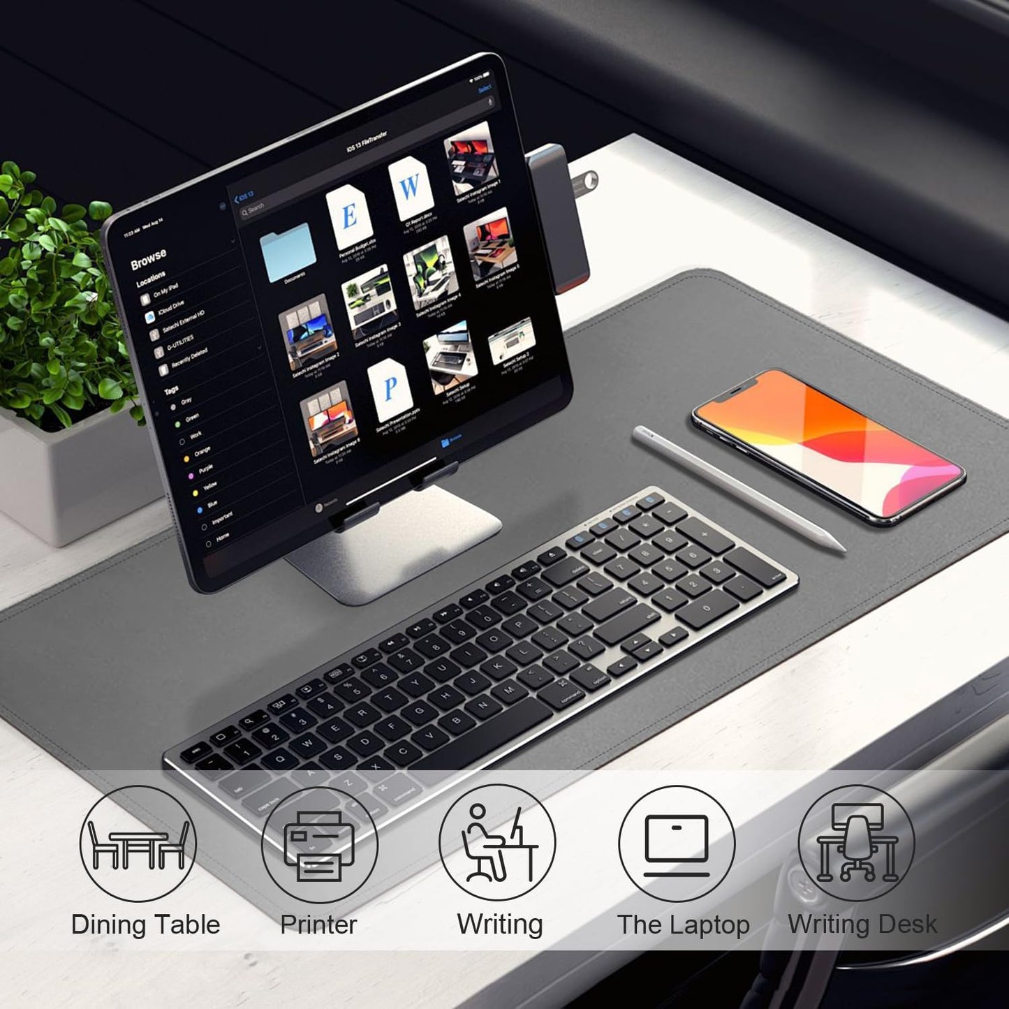 Desk Pad Protector, Leather & Suede Desk Mat, Non-Slip Desk Pad Mat, Large Mouse Pad, Waterproof Desk Blotter Mat, Desk Cover for Office, Home (Dark Gray, 23.6" x 13.7")