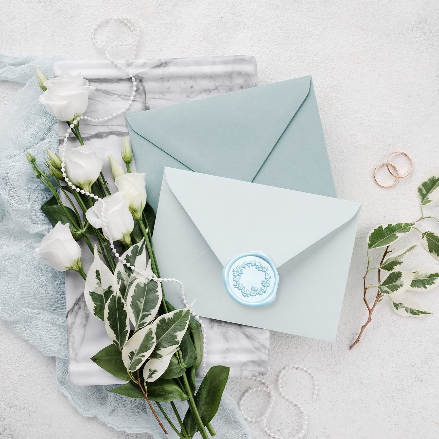 UNIQOOO Light Baby Blue Glue Gun Sealing Wax Sticks for Wax Seal Stamp - Perfect for Wedding Invitations, Thank You Card, Mails, Wine Gift Wrapping, Christmas Gift, Pack of 8