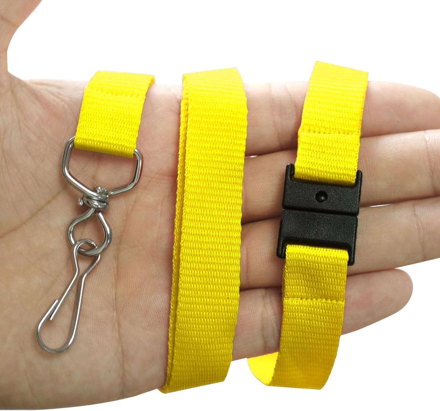 66 Pcs Breakaway Lanyards with Swivel J Hook Premium Bulk Flat Safety Lanyards for ID Badges, Schools, Students, Coaches, Festivals, Volunteers and Team Activities (Yellow)