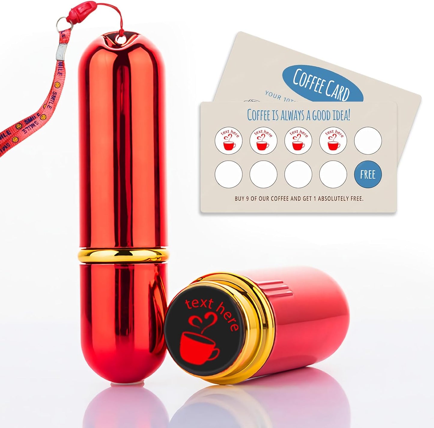 Custom Loyalty Card Personalized Self Inking Reward Food Stamp, Small Round Rubber