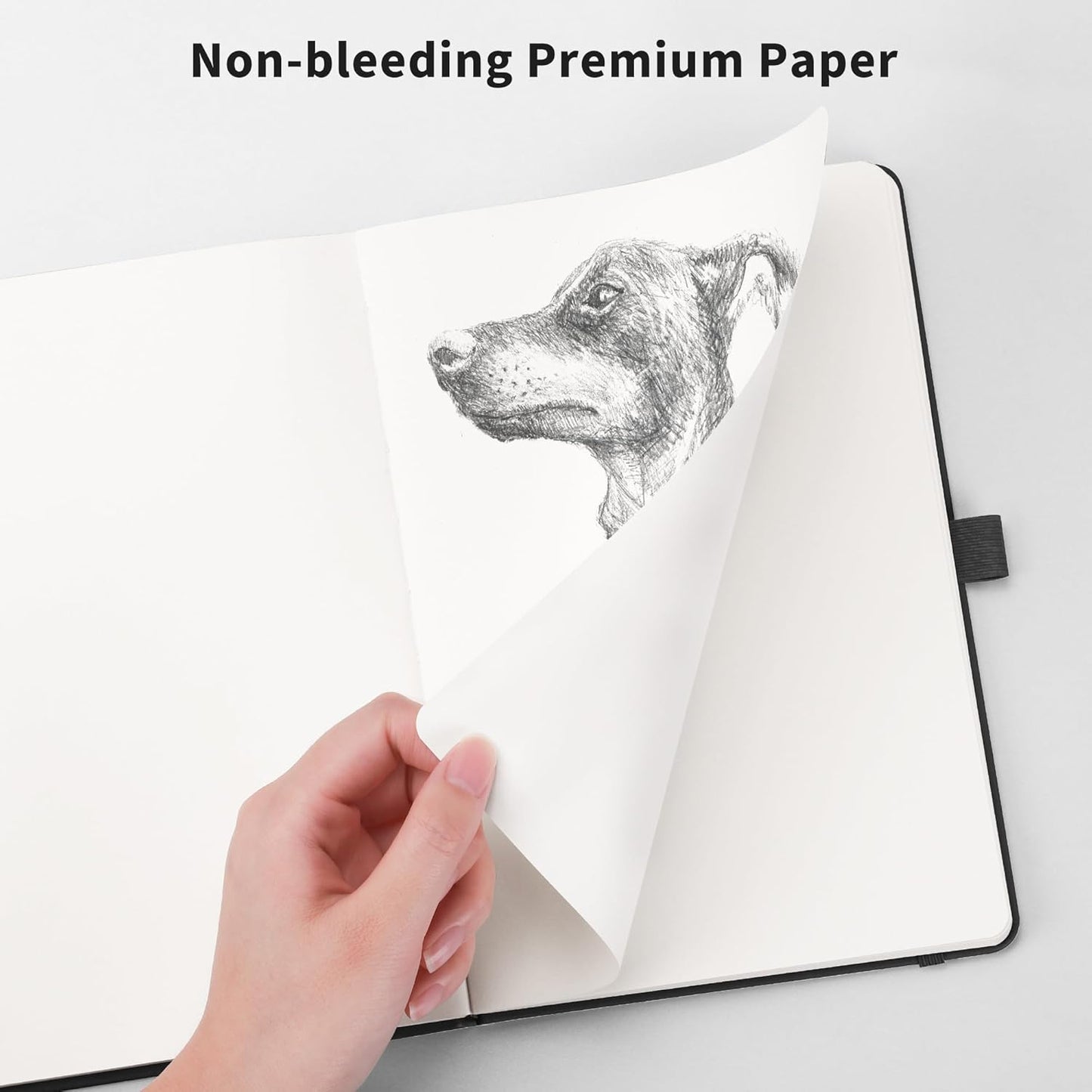 RETTACY Blank Journal Notebook, 192 Pages, A5 Medium Size (5.7'' x 8.3''), Leather Hardcover, 100 GSM Thick Paper, for Sketching, Drawing, Painting (Gray)