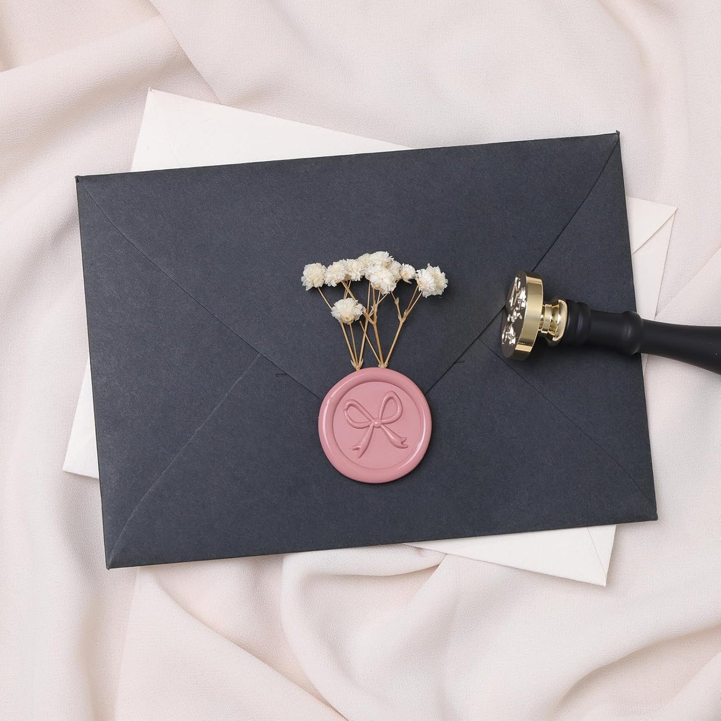 UNIQOOO 6 Pcs Wax Seal Stamp Set, Blessing Sealing Stamper Kit, Wooden Handle with Brass Head for Party Invitations, Envelops, Greeting Cards (Phrases Series)