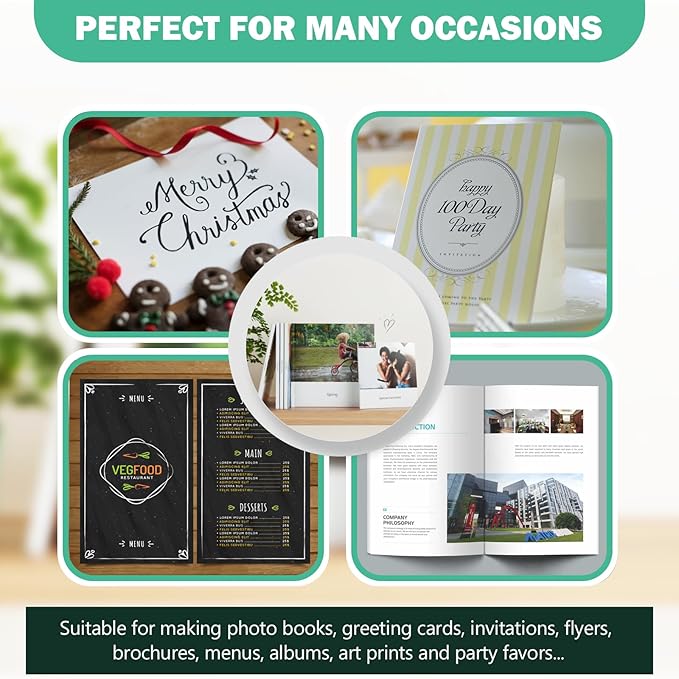 Double Sided Glossy Photo Paper for Inkjet Printer 8.5x11, Thick Glossy Paper for Cardstock 61lb, 100 Sheets