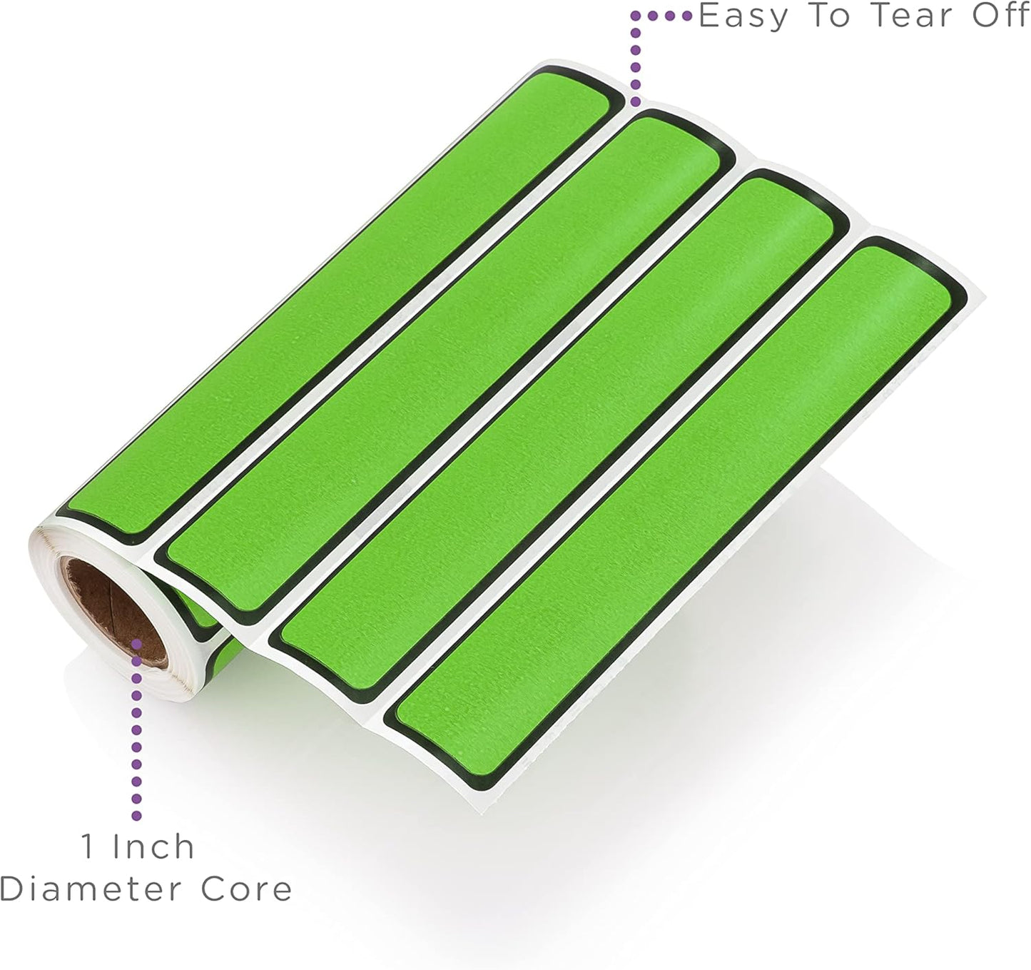 Carstens Adhesive Sticker Labels, 5 3/8” x 1”, Binder Labels for 1” Ring Binder Spines, Green, Roll of 200
