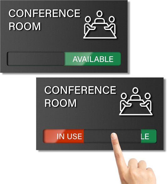 Conference Room Sign, Office Door Signs Do Not Disturb, In Use Available Slider Signs, In a Meeting Privacy Sign Tells Whether Room Vacant or Occupied