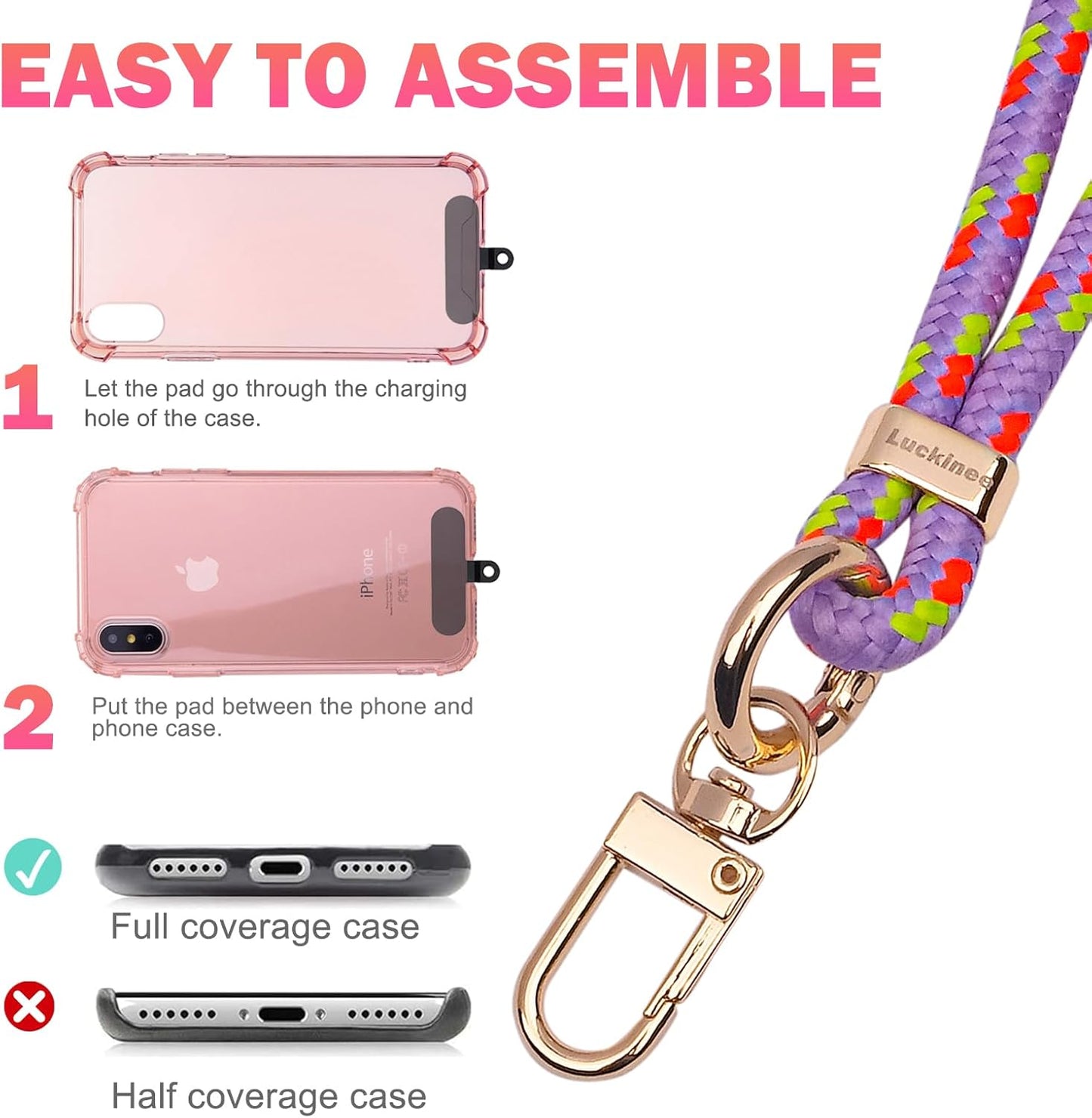Cell Phone Lanyard with Safety Breakaway Buckle, Phone Neck Strap and Wrist Lanyard Strap, Phone Patches, Keyrings