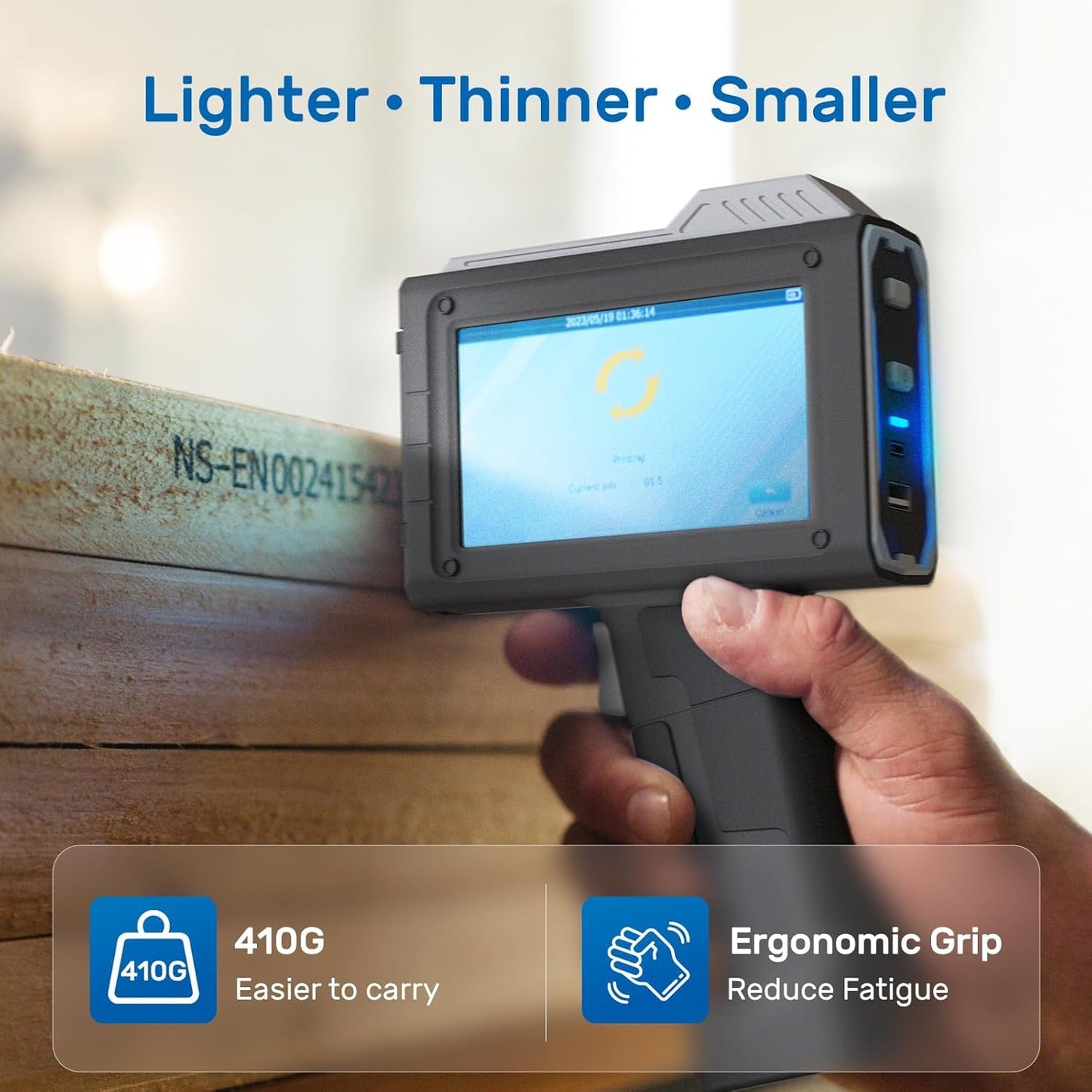 BENTSAI Handheld Inkjet Printer BT-HH6205B Newly Upgraded with 16H Long Endurance 0.5Inch Use for Batch Number Date Code Logo Serial Number Barcode QR Code on Plastic Cardboard Wood Metal Clothes