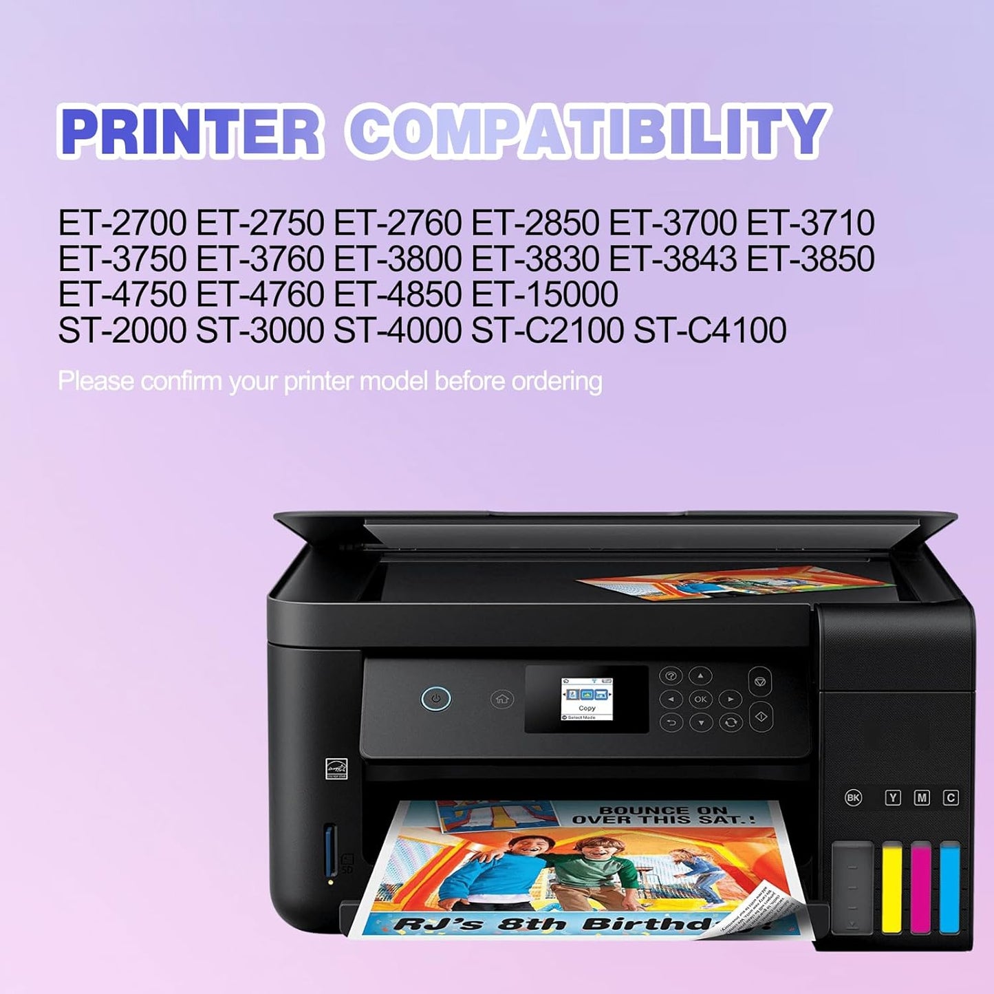 502 Black Ink Compatible 502 Ink Refill Bottles Work for ET-3850 ET-2850 ET-2760 ET-4850 ET-3760 ET-4760 ET-3750 ET-4750 ET-3830 ET-4750 ET-3700 ET-2750 (2 * 127ml)