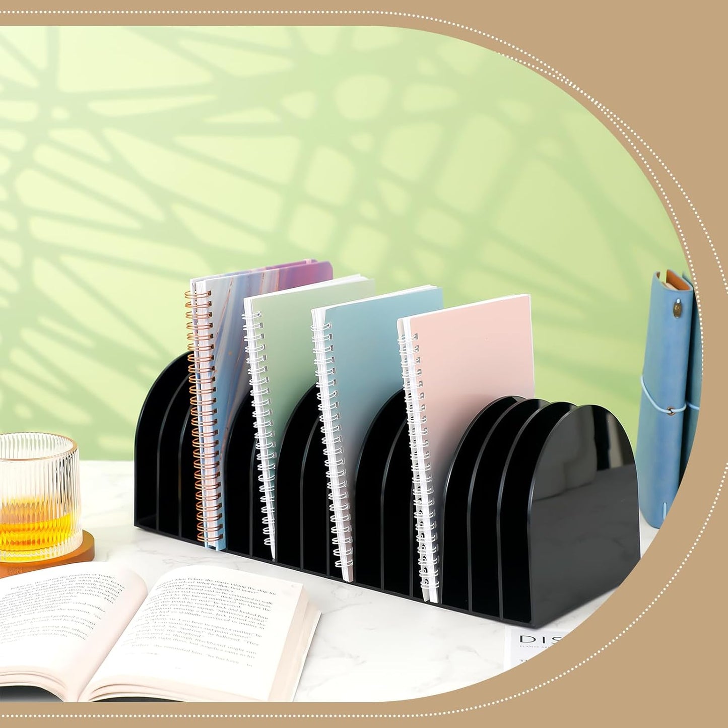 Ctosree Acrylic File Organizer for Desk Vertical 15 Compartments File Sorter Mail Organizer Desktop Countertop Folder Stand Racks for Office Home School Desk(Arch,Black)