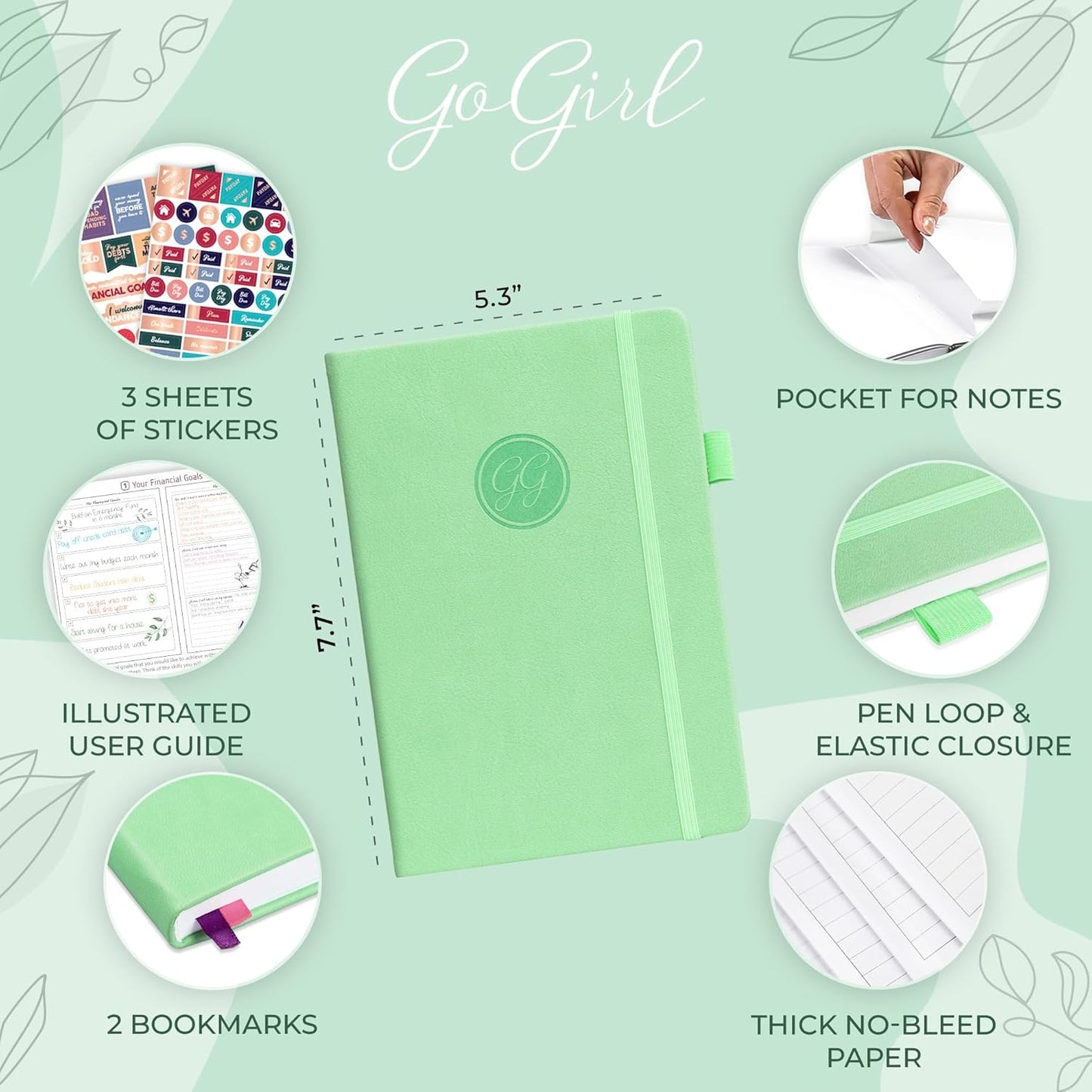 GoGirl Budget Planner – Monthly Financial Planner Organizer Budget Book. Expense Tracker Notebook Journal to Control Money, Compact (Mint Green)