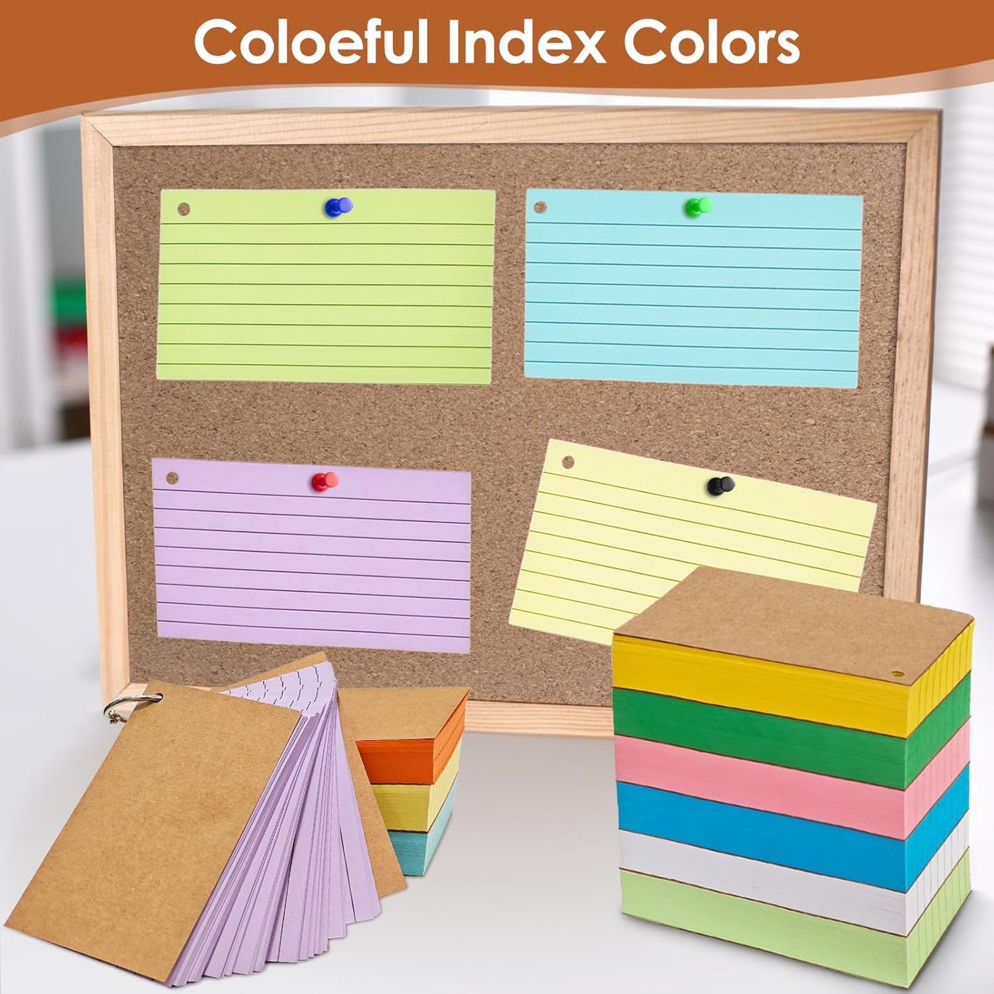2000 PCS Index Cards 3x5 Inches Colored Flash Cards with Ring Lined Flashcards Ruled Index Cards Notecards Study Cards Note Cards for Studying Learning School College, 10 Colors