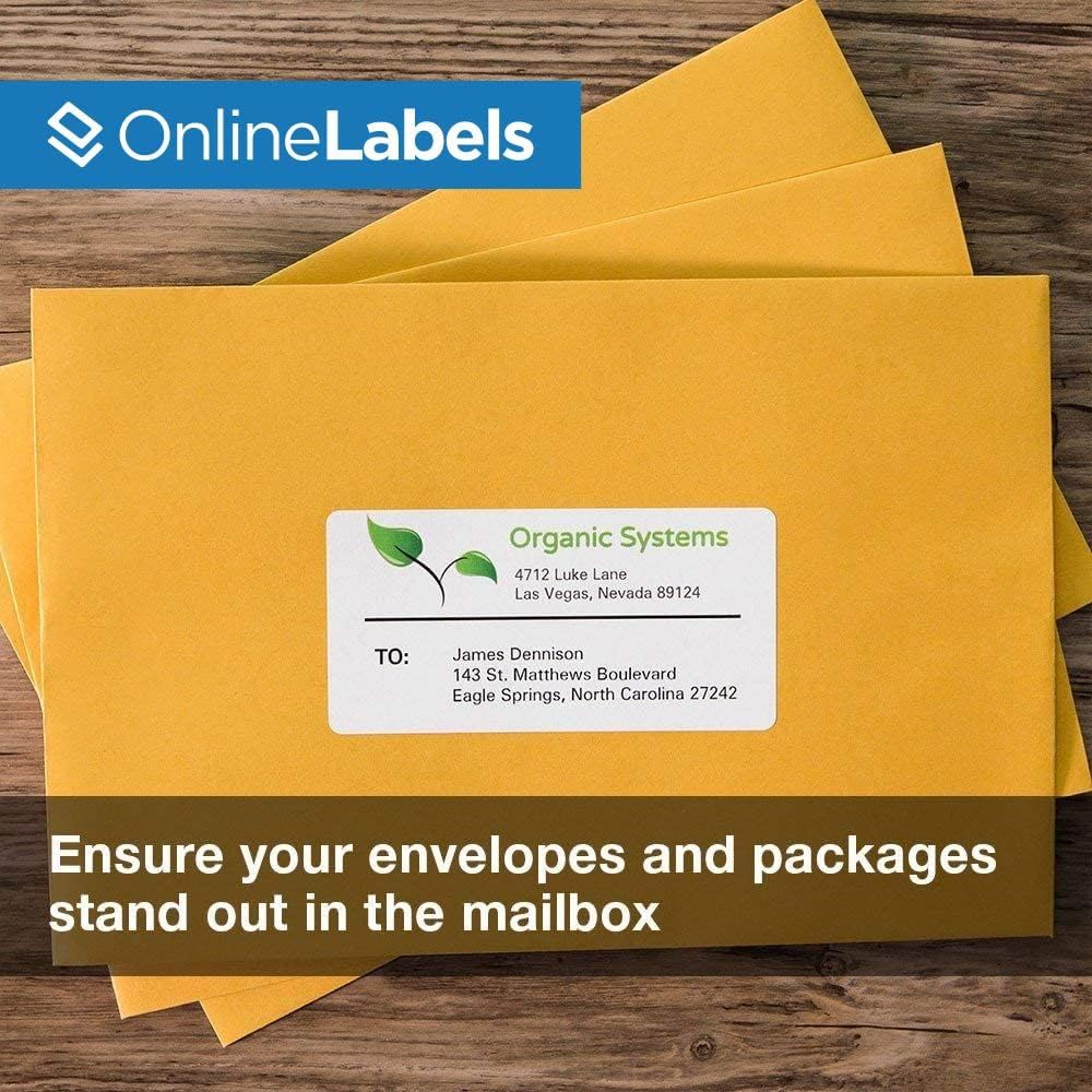 4 x 2 Rectangle Mailing Labels - Permanent, White Matte - Address, Shipping, Gift - Pack of 10,000-1,000 Sheets - Inkjet/Laser Printers - Online Labels