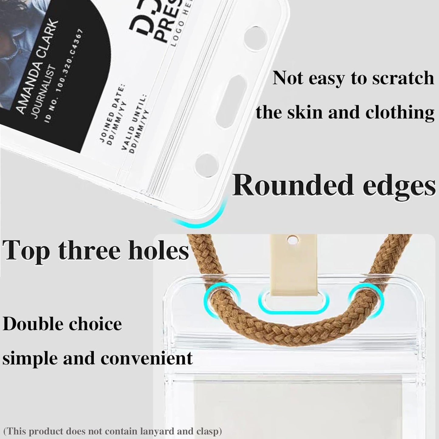 200 Pack Name ID Badge Holder-Plastic Badge Holder for Lanyard, Vertical Extra Thick 3.9" x 2.7" Waterproof Name tag Holder for School/Office/Hospital/Exhibition/Party/Credit Card (200)