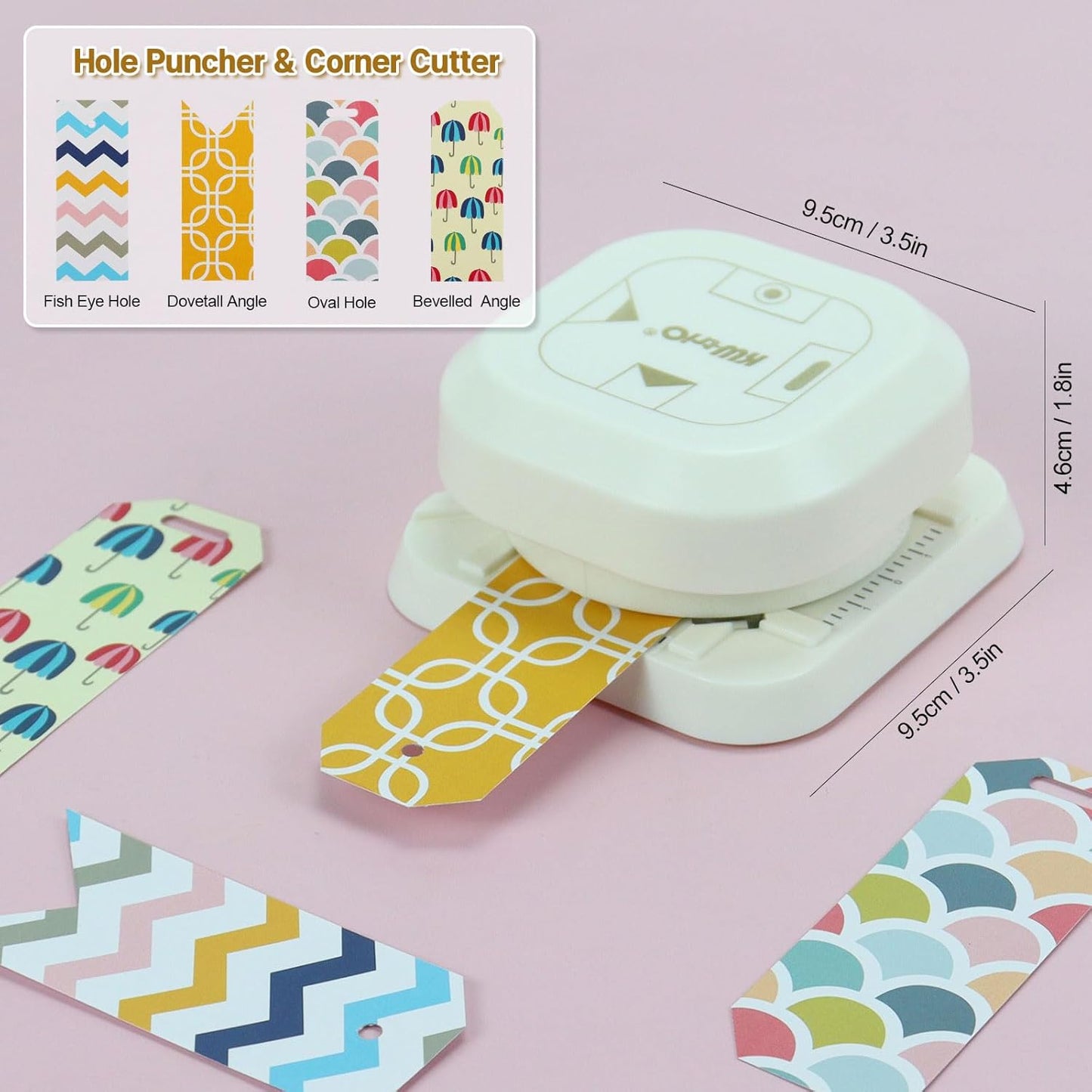 4 in 1 Hole Puncher and Corner Cutter, Bottom Confetti Storage, with One Oval Fish Eye Hole, Dovetail Bevelled Angle Making Scrapbooking Arts Corner Cutter DIY Projects