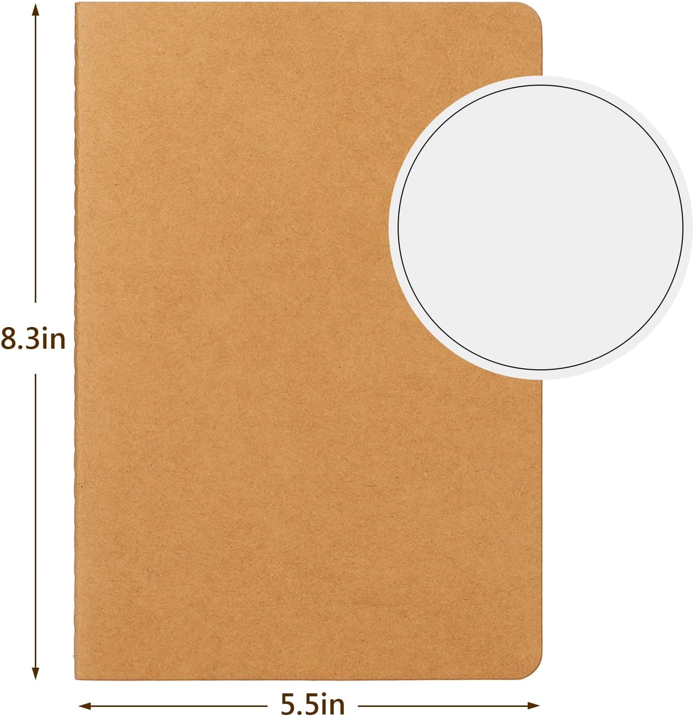 EUSOAR Blank Paper Notebook, 36pcs A5 5.5"x8.3" 60 Pages Soft Cover Kraft Subject Journal Diary Notebooks, Writing Note Pads Sketchbook Memo Composition, for School Office College