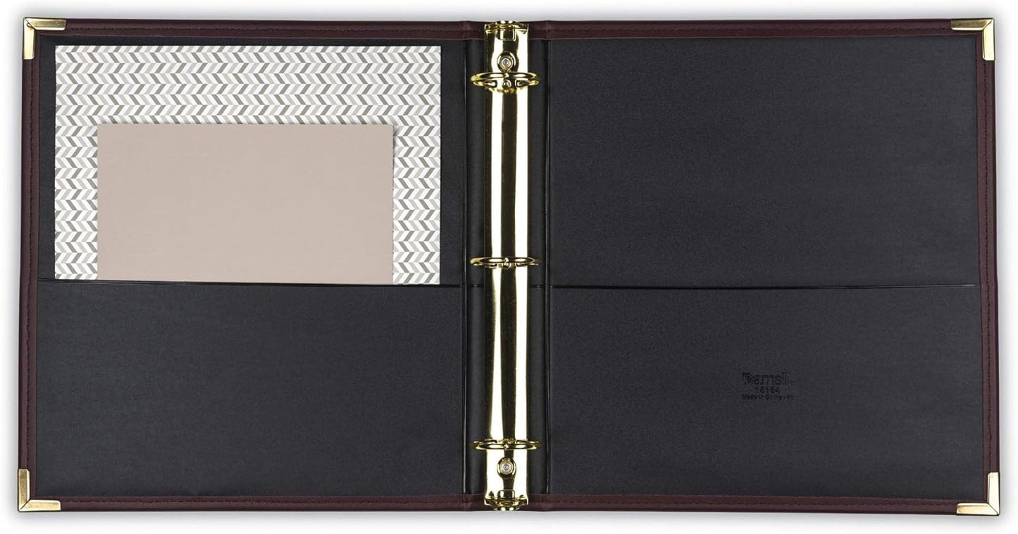 Samsill Classic Collection Leather 3 Ring Binder, Executive Presentation Portfolio, 1.5 Inch (Holds 325 Sheets), Brass Round Ring, Burgundy
