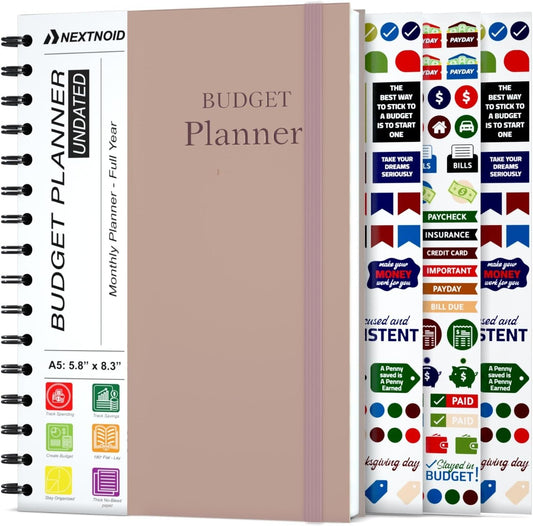 Budget Planner and Monthly Bill Organizer - Financial Planner Organizer Budget Book with Sticker Sheets - Bill Tracker Notebook | Budgeting Book with Debt, Saving and Expense Trackers - A5