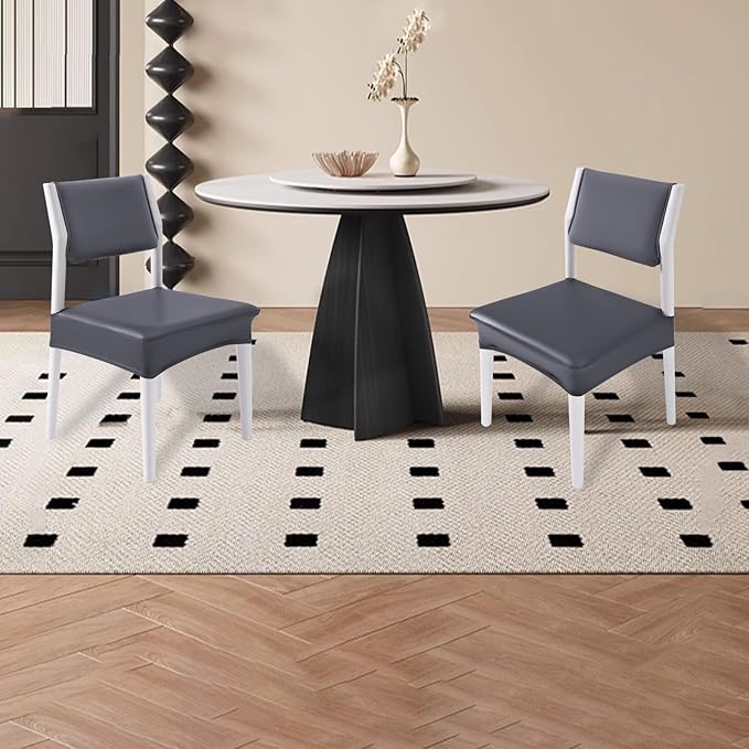CWK Waterproof PU Leather Dining Chair Covers Set of 1-Stretchable Chair Seat Slipcovers, Removable & Washable Protector for Dining Room,Home,Office,Wedding,Rear Covers (PU-Grey)
