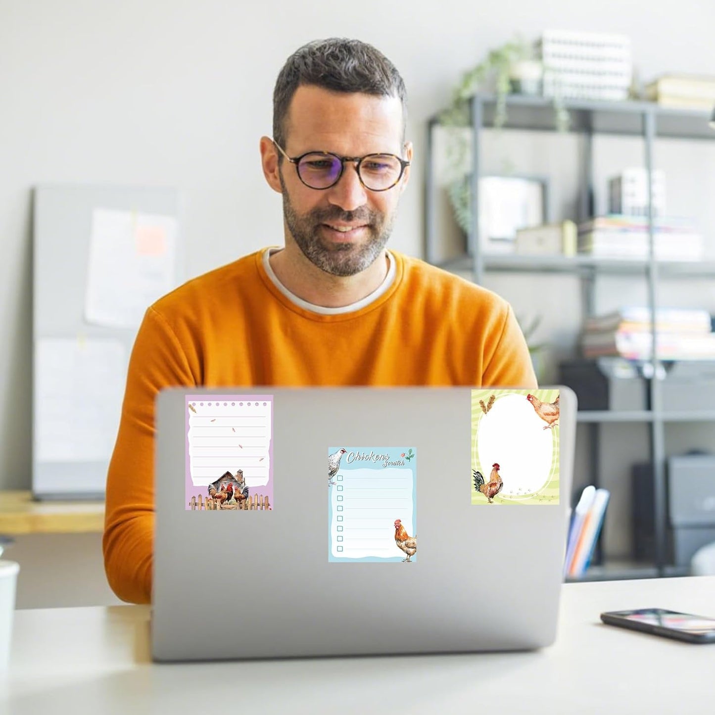 9 Pack Funny Chicken Sticky Notes Set, 450 Sheets Farm-Themed Self-Stick Notepads with Cute Hen and Rooster Designs, Country Gifts for Women Chicken Lovers or Office Use