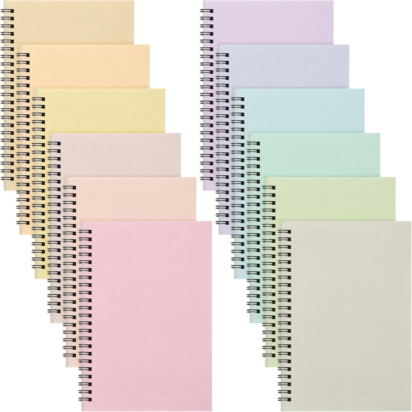 Fuutreo 12 Pcs Spiral Notebook for Work A5 8.3 x 5.7 Inch College Ruled Spiral Journal Notebook Kraft Cover Ruled Paper, 12 Color, 60 Sheets, 120 Pages for Office School(Innovative Color)