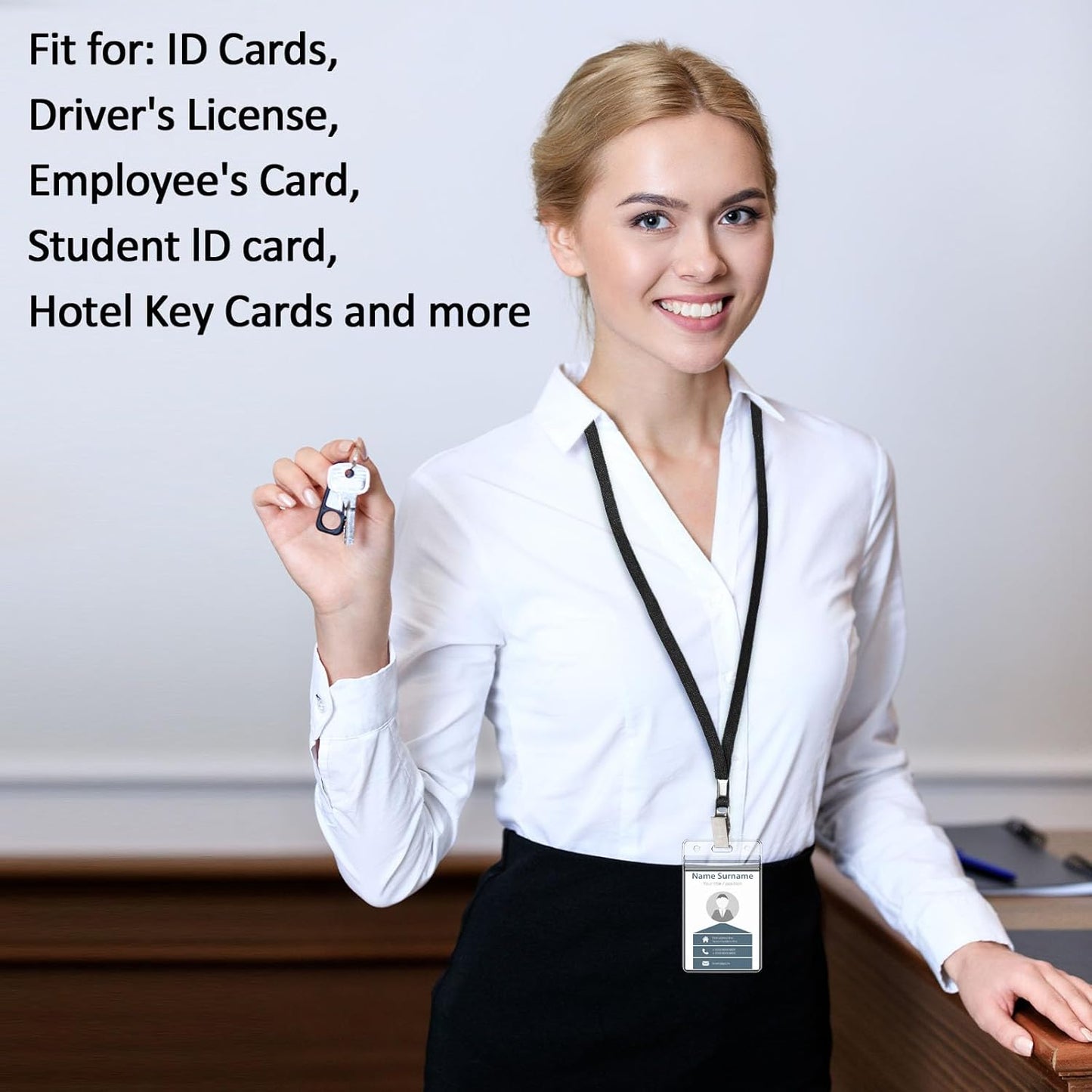 400 Pack Neck Lanyard Bulk with ID Card Holder Lanyards for ID Badges Vertical Name Badge ID Card Holders Flat Neck Lanyards with Clip for Nurses Teacher Students, Black