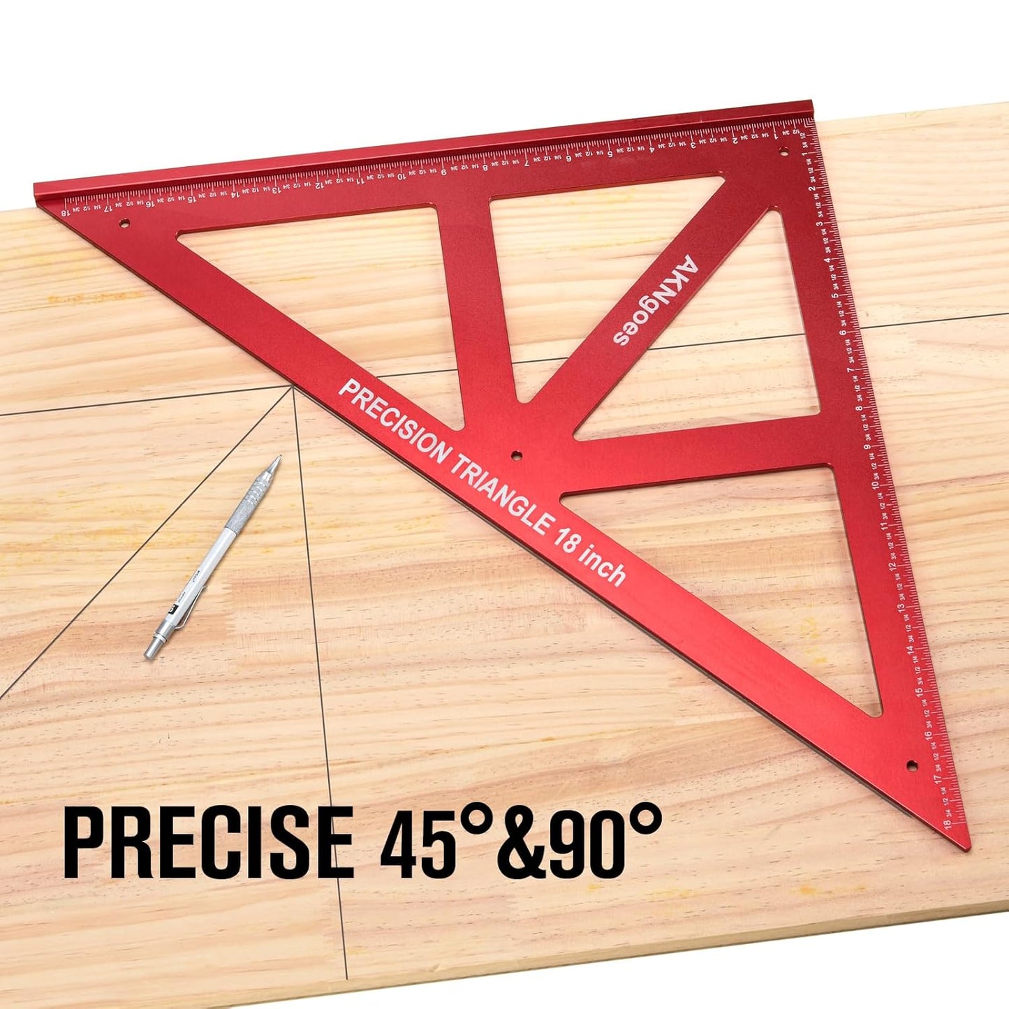 Precision Triangle Square 12inch, Metric & Imperial Scale Framing Square for Precise 90 and 45-Degree Measurement, Aluminum Alloy Architect Ruler for Carpenter