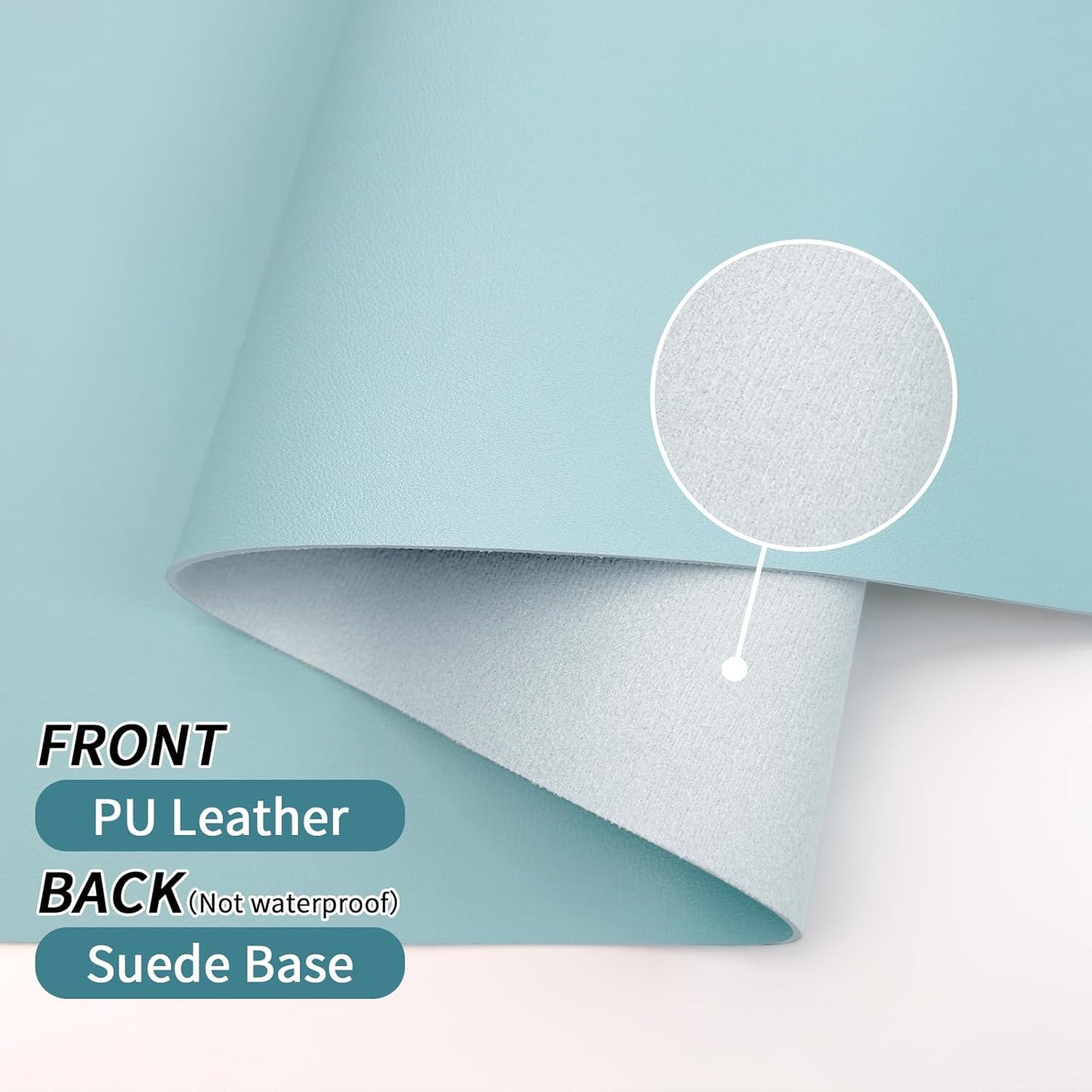 Bloss Light Blue Desk Mat, Large Mouse Pad, Leather Desk Blotter, Waterproof Desk Pad for Office Home Decor/31.5×15.7 Inch