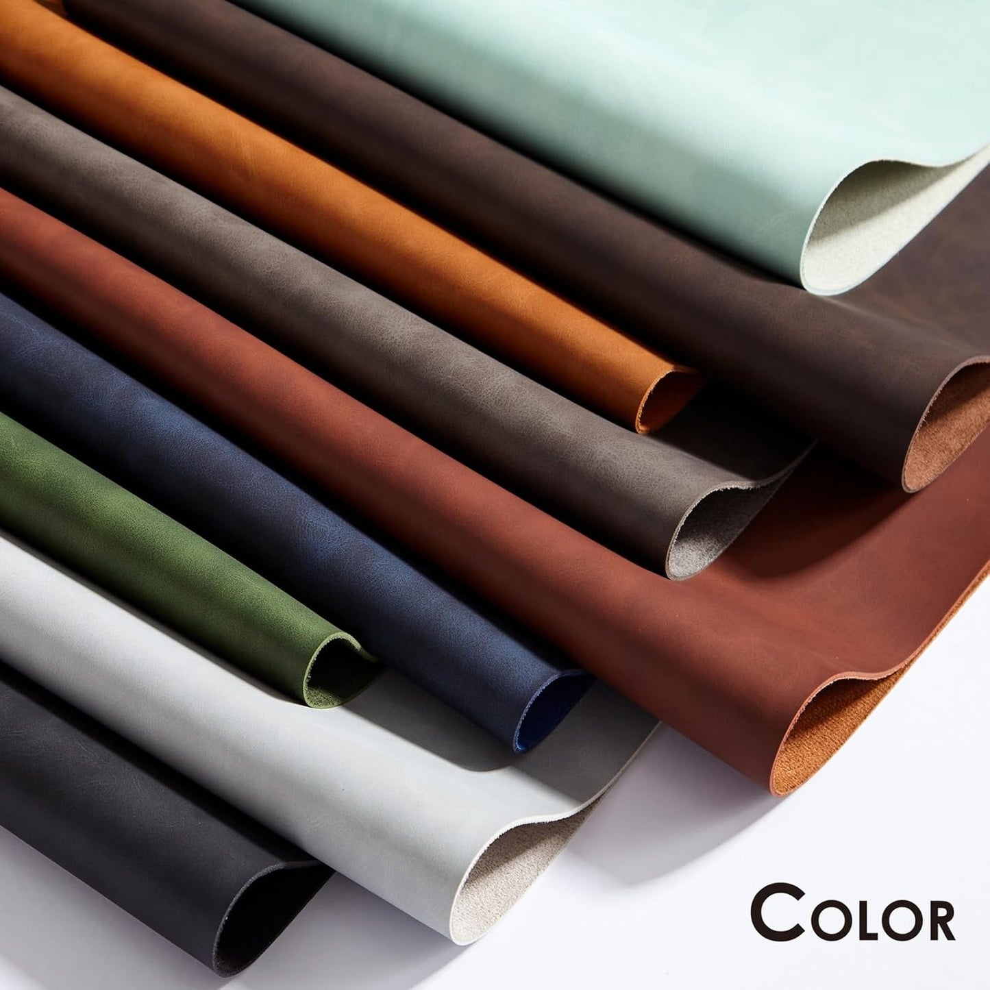 Distressed Leather Desk Mat - Non-Slip PU Desk Pad for Office and Home - Desk Organization and Accessories - Ideal for Large Mouse Pad and Desk Mats on Top of Desks(Mint Green,27.6"x 13.8")