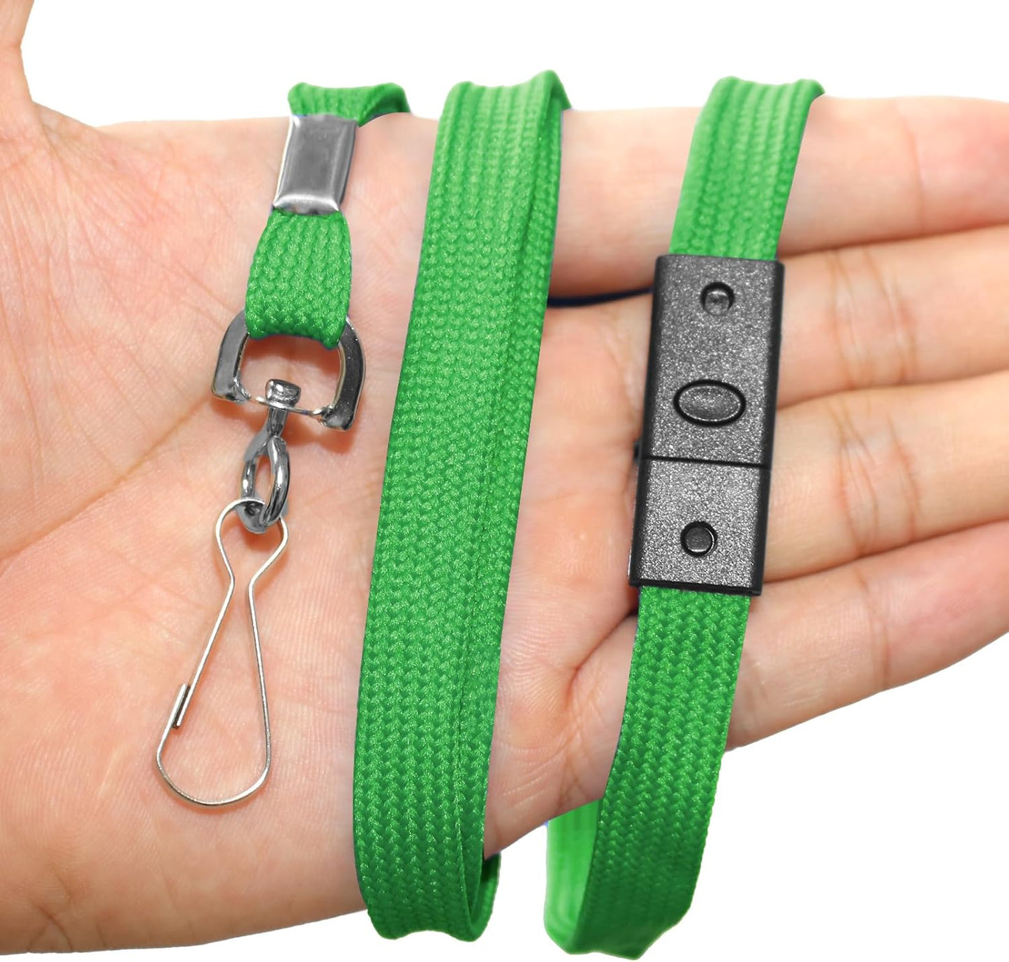 60 Pcs Breakaway Lanyards Safety Green Lanyard with Swivel J Hook Premium Bulk Flat Lanyards 36" for ID Name Badge Holder, ID Badges Cruise, School, Students, Coach, Festival and Hang Keys