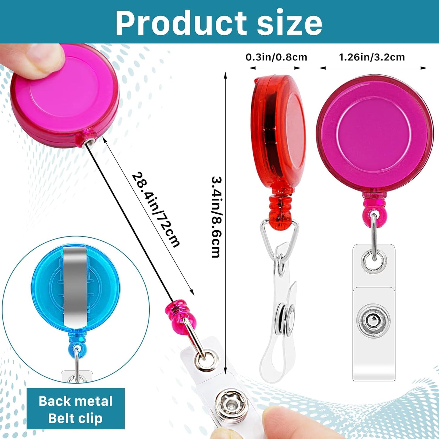 50 Pack Retractable Badge Reels,Retractable Badge Holder Reels with Belt Clip,Badge Reel Clips Holder for Hanging ID Card Key Chain Doctor Nurse Teachers Students Office Workers (Multi Color)