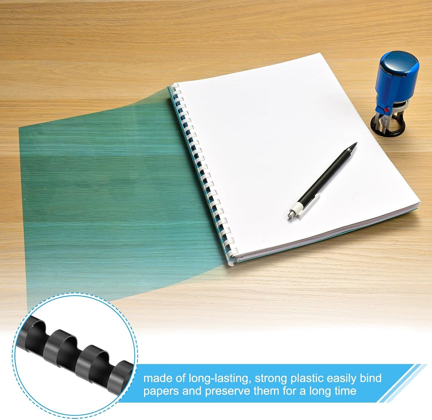 PATIKIL 12mm (1/2") Plastic Binding Combs, 50 Pcs 21 Rings Comb Binding Spines 90 Sheet Capacity Letter Size for Binding Paper Sheets, Red