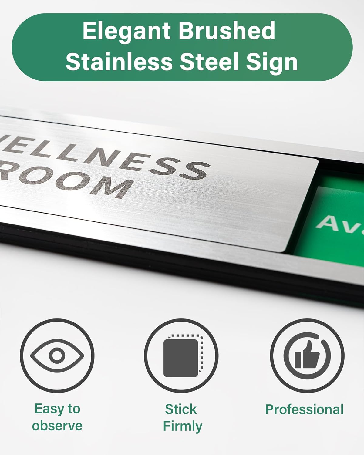 Conference Room Office Door Signs Do Not Disturb, In Use/Available Slider Sign for Home Office Wellness Conference Vacant Occupied Privacy Sliding Door Sign，Brushed Silver