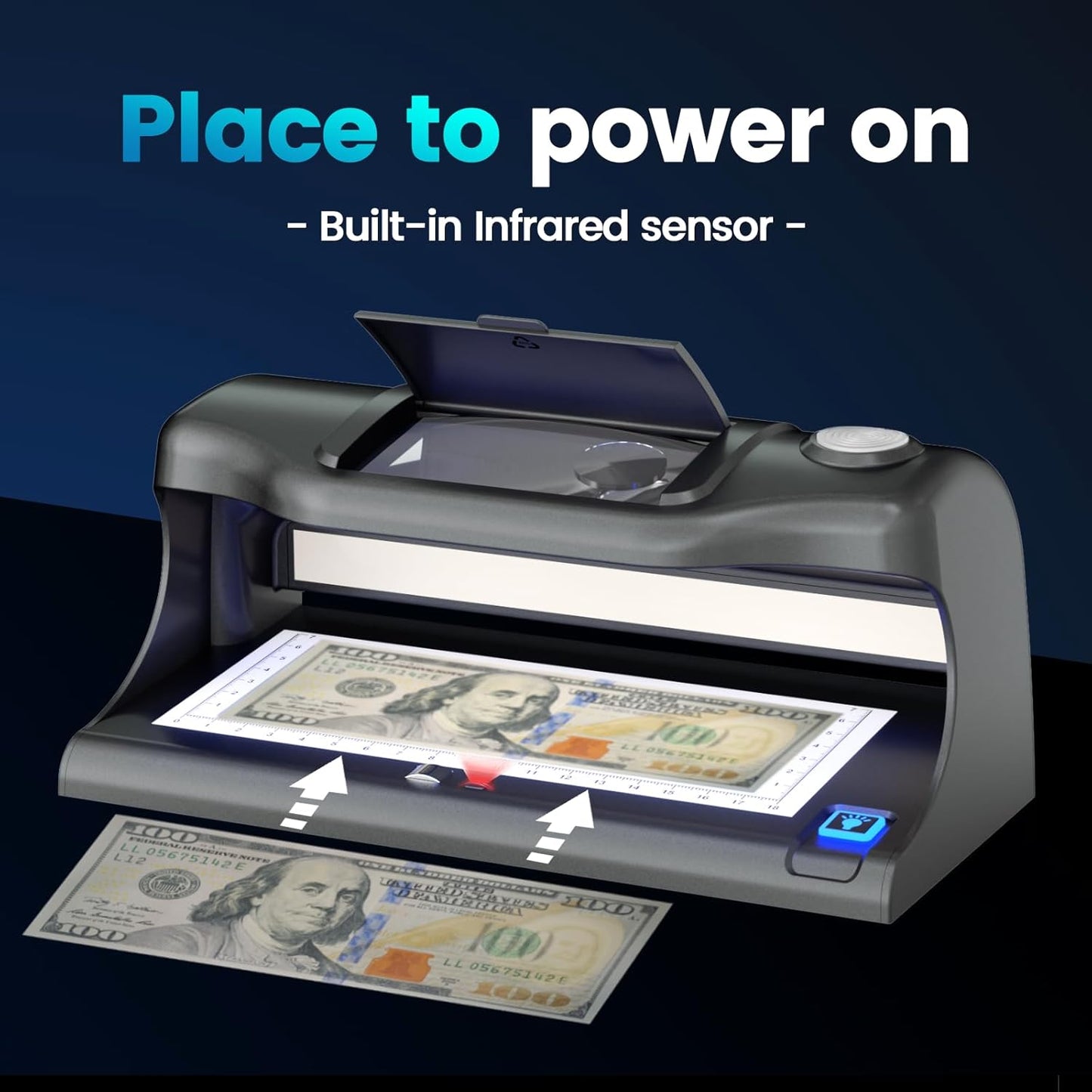 Aneken AL-18 Counterfeit Bill Detector with Dual LED UV Light, Counterfeit Money Detector Machine with 10x Magnifying, Bill & Money Checker Machine, 6 Detection Modes for IDs, Cards & All Currency