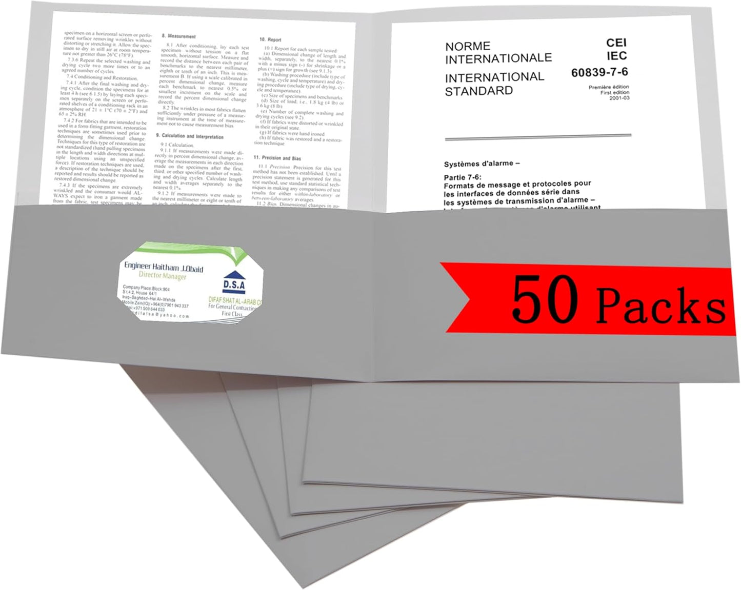 Two Pocket Folders,50 Packs 2 Pocket Folders Bulk,Fit Letter Size Paper Documents Folder for School Office Home Business,Grey