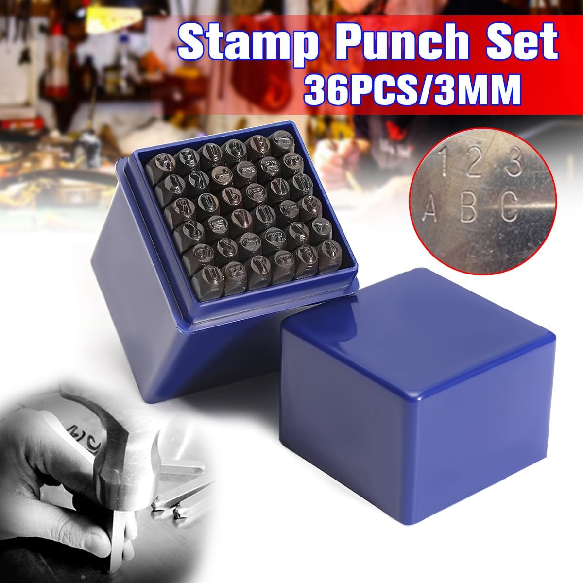 36pcs 3mm Steel Alphabet Stamping Pressing Kit Letter and Number Stamp Punch Set