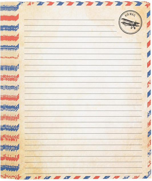 50 Pack Airmail Paper - Airmail Writing Paper - Blue Air mail Paper for Letter Writing, Invitations, Love Letters, Military Correspondence, Christmas letters, Vintage Letters - Size 8.5 x 11 inch