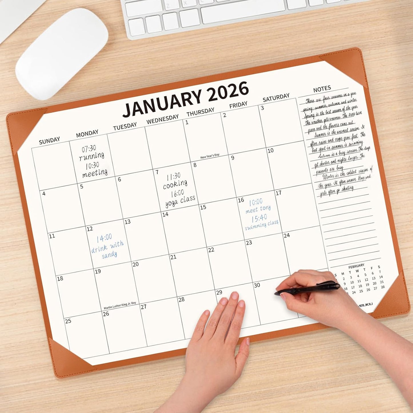 Desk Calendar 2025-2026 with Desktop Mat, 22x17 inch Large Desk Pad Calendar July 2025 to December 2026, Big Desk Planner for Home Office and School, Brown