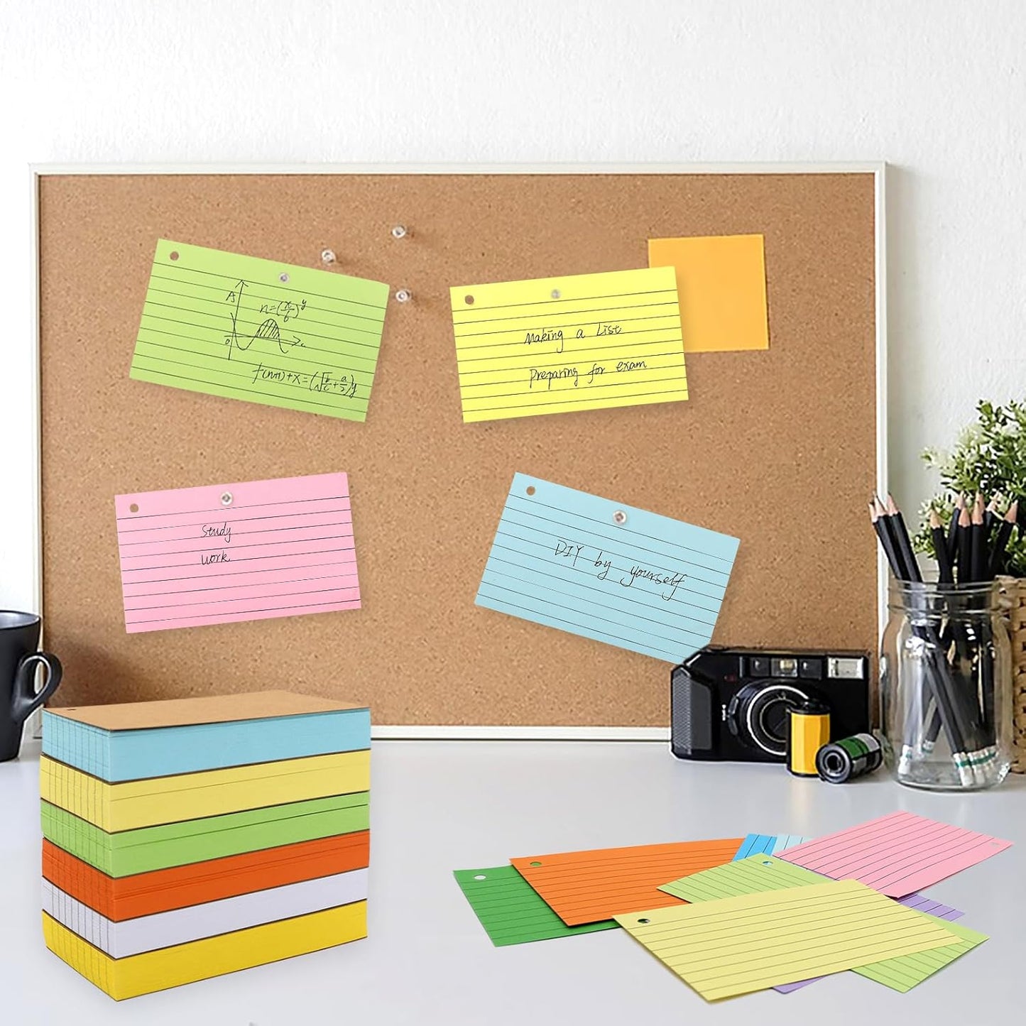 800 PCS Index Cards 3x5 Inches Colored Flash Cards with Ring, Punched Lined Flashcards Ruled Index Cards Notecards Study Cards Heavy Note Cards for Studying, Learning, School, College, Memory