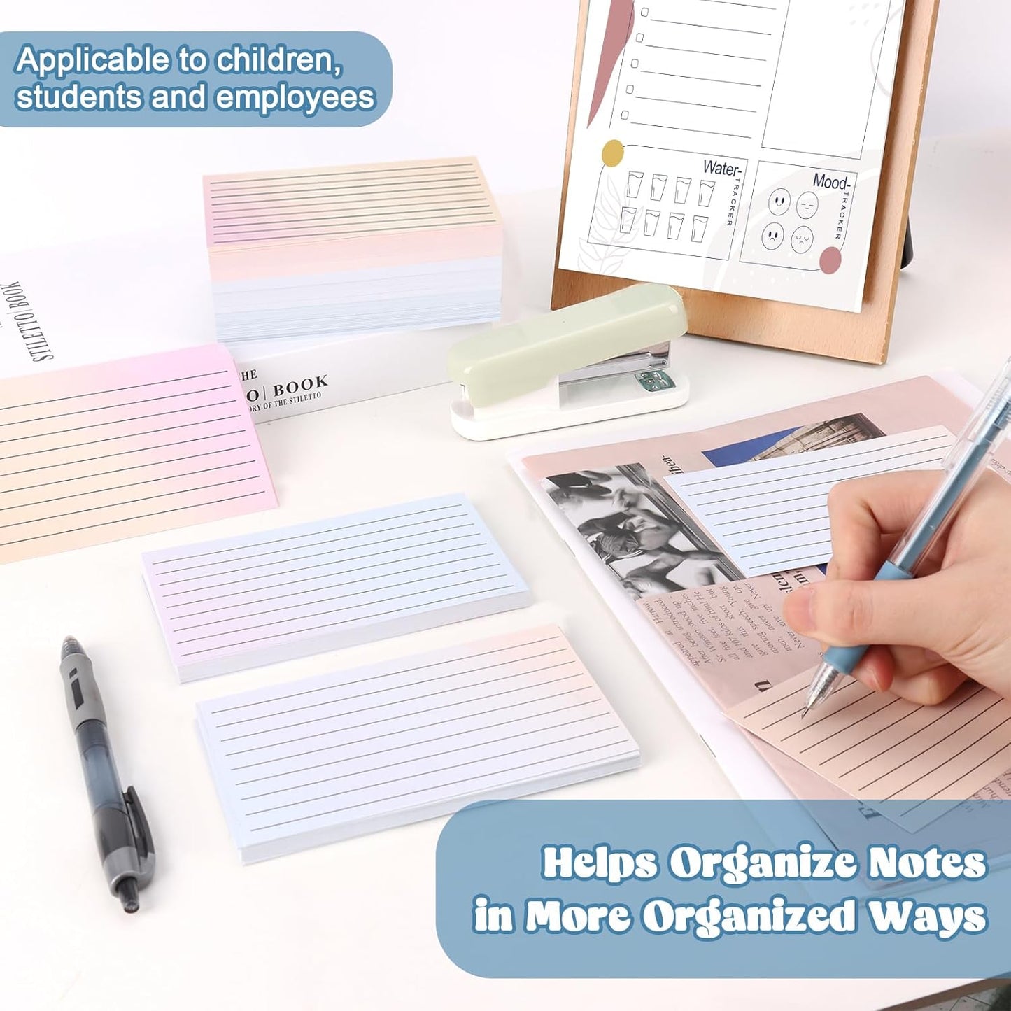 300 Pack Ruled Index Cards 3x5 Gradient Colored Index Cards Heavy Weight Note Cards 180gsm Flashcards Double Sided Notecards Lined Recipe Cards for Studying Drawing