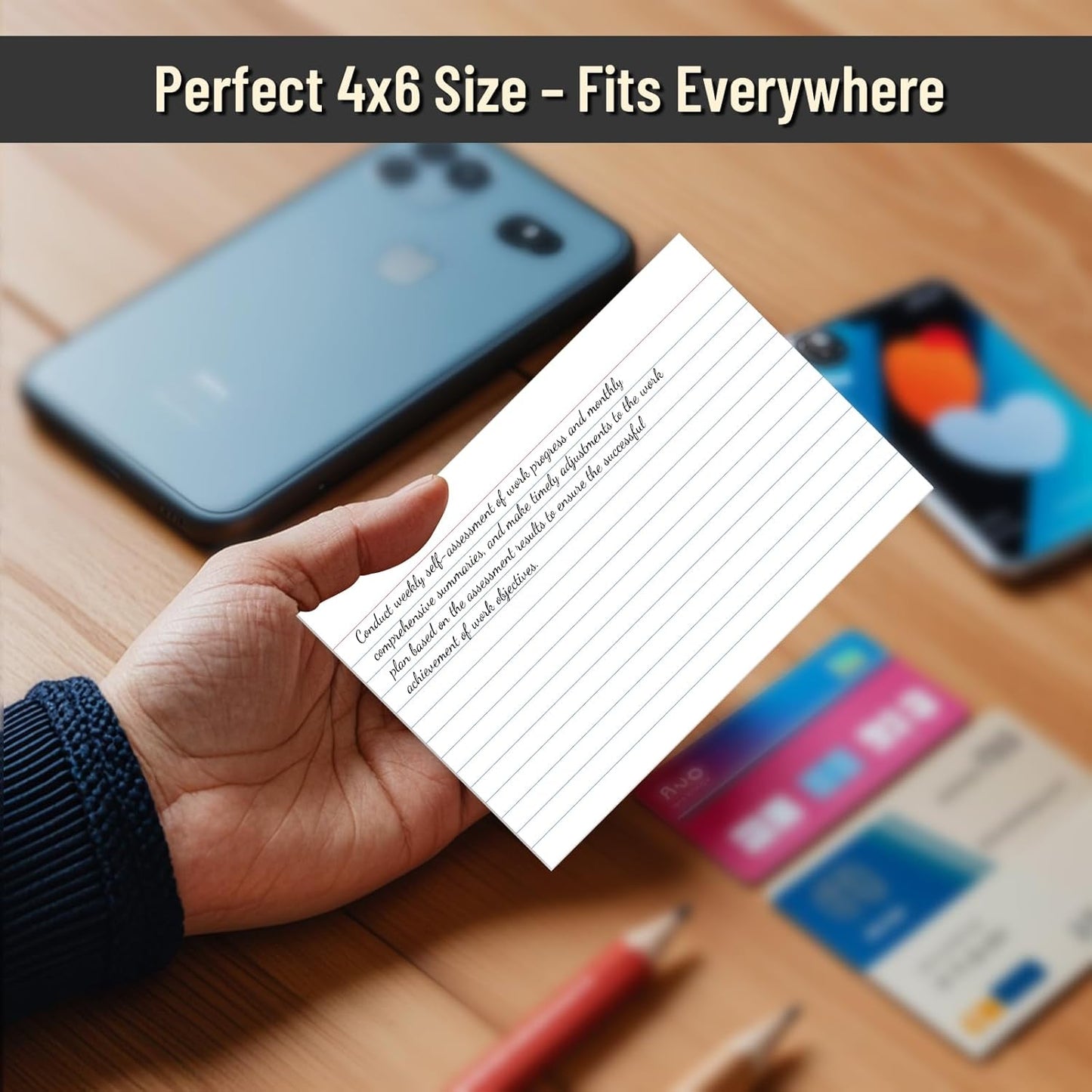 200 Pcs Index Cards 4 x 6 Inch Ruled White Index Cards, College Ruled Flash Cards for School, College, Office and Home Organization, Durable Study To Do List Note Cards with Ruled Lines, 5 Pack of 40