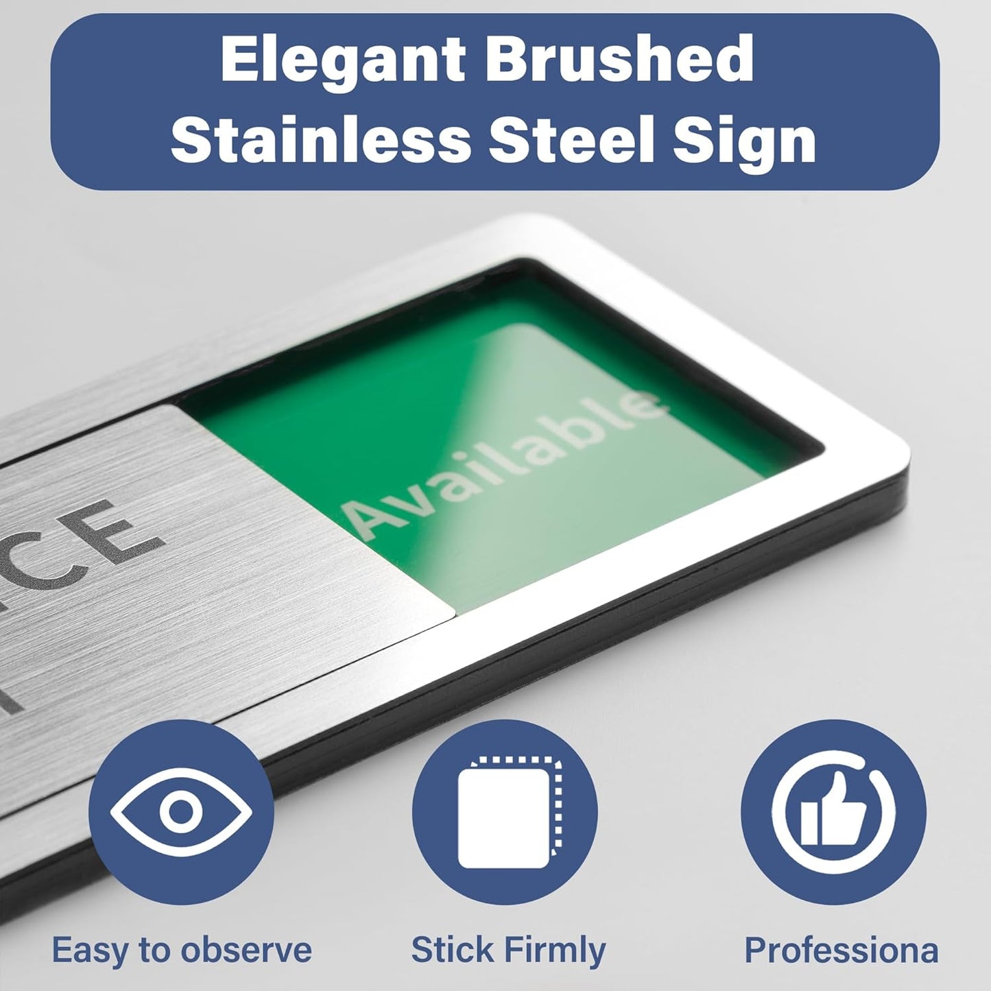 Conference Room Sliding Door Signs, In Use-Vacant Occupied Sign with Reversible Slider for Office & Wellness Rooms (8'x2.6")